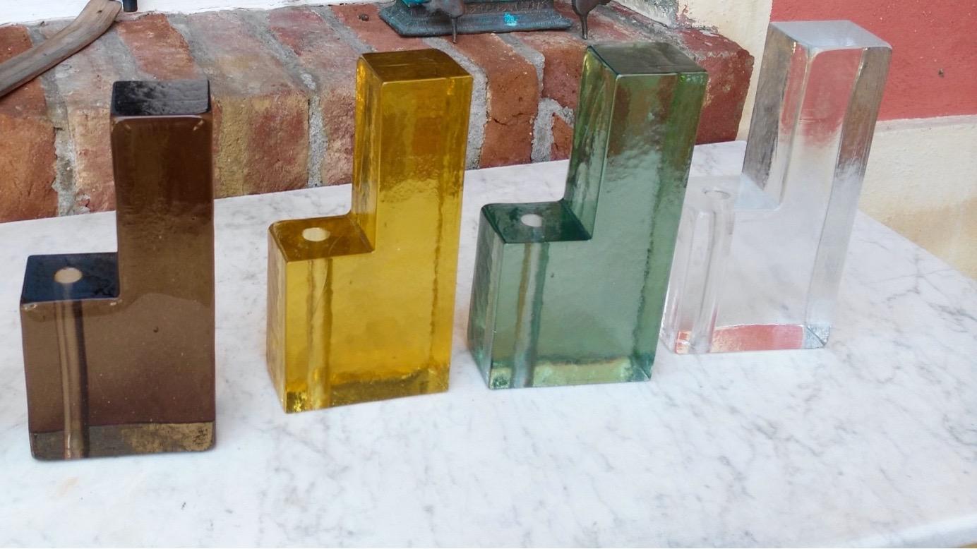 Contemporary Lampenpaar aus kubischem Murano-Glas und Messing 4