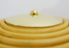 Contemporary Pair of Large Brass and Bamboo Table Lamp, Italy