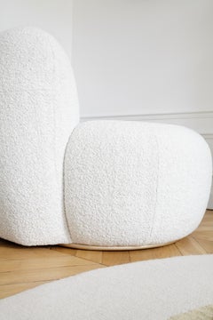 Coppia di sedie da salotto contemporanee 'B-15Z' White Bouclé Dedar Karakorum Col.007