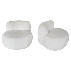 Contemporary Pair of Lounge Chair 'B-15Z' White Bouclé Dedar Karakorum Col.007