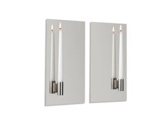 fferrone Contemporary Pair of Mirror Polished Stainless Steel Candle Wall Scones