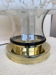 Contemporary Pair of Murano Glass and Brass Mushroom Lamps. Italy