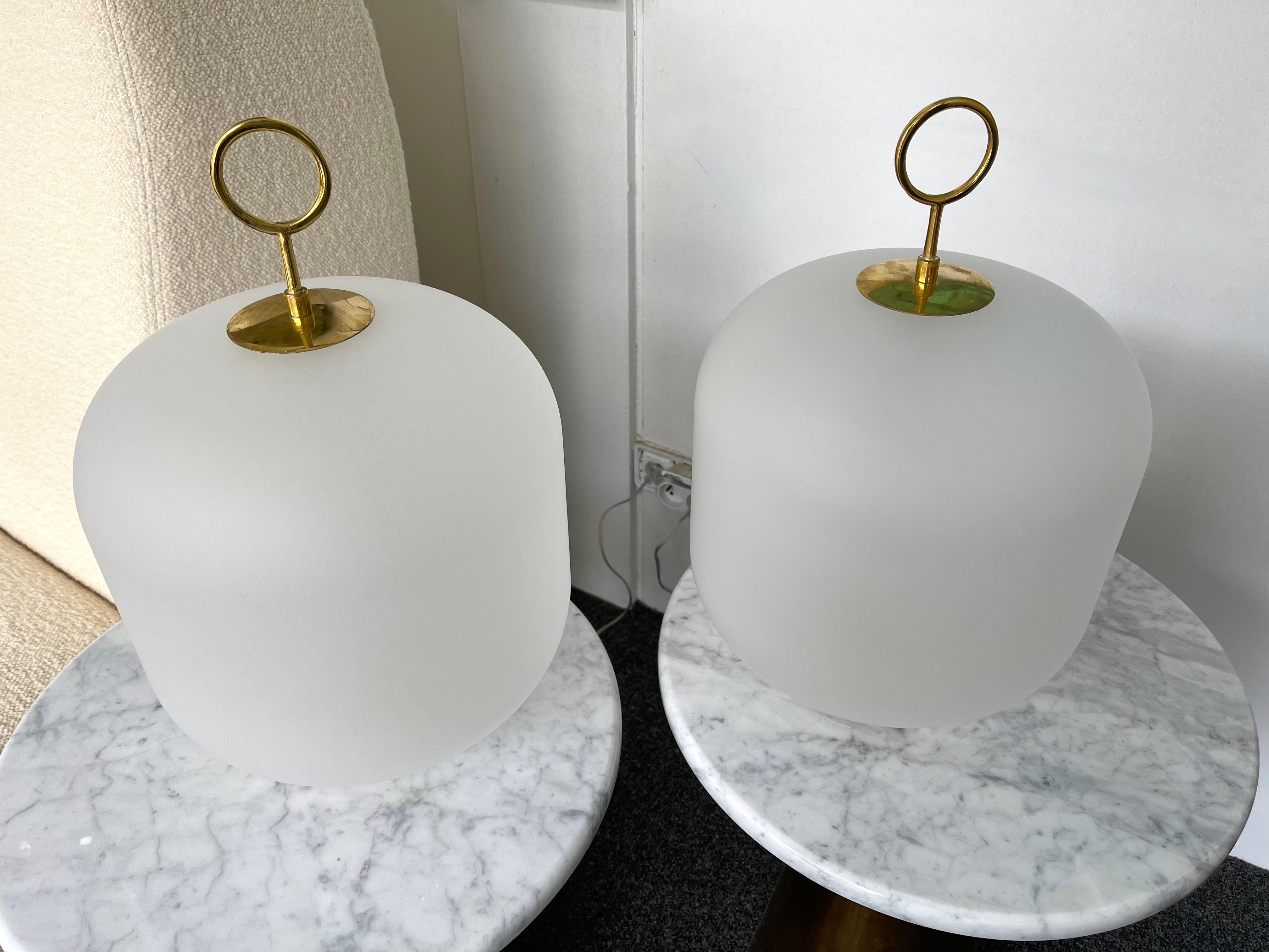 Contemporary Pair of Murano Glass Can Lamp Brass Ring, Italy In New Condition For Sale In SAINT-OUEN, FR