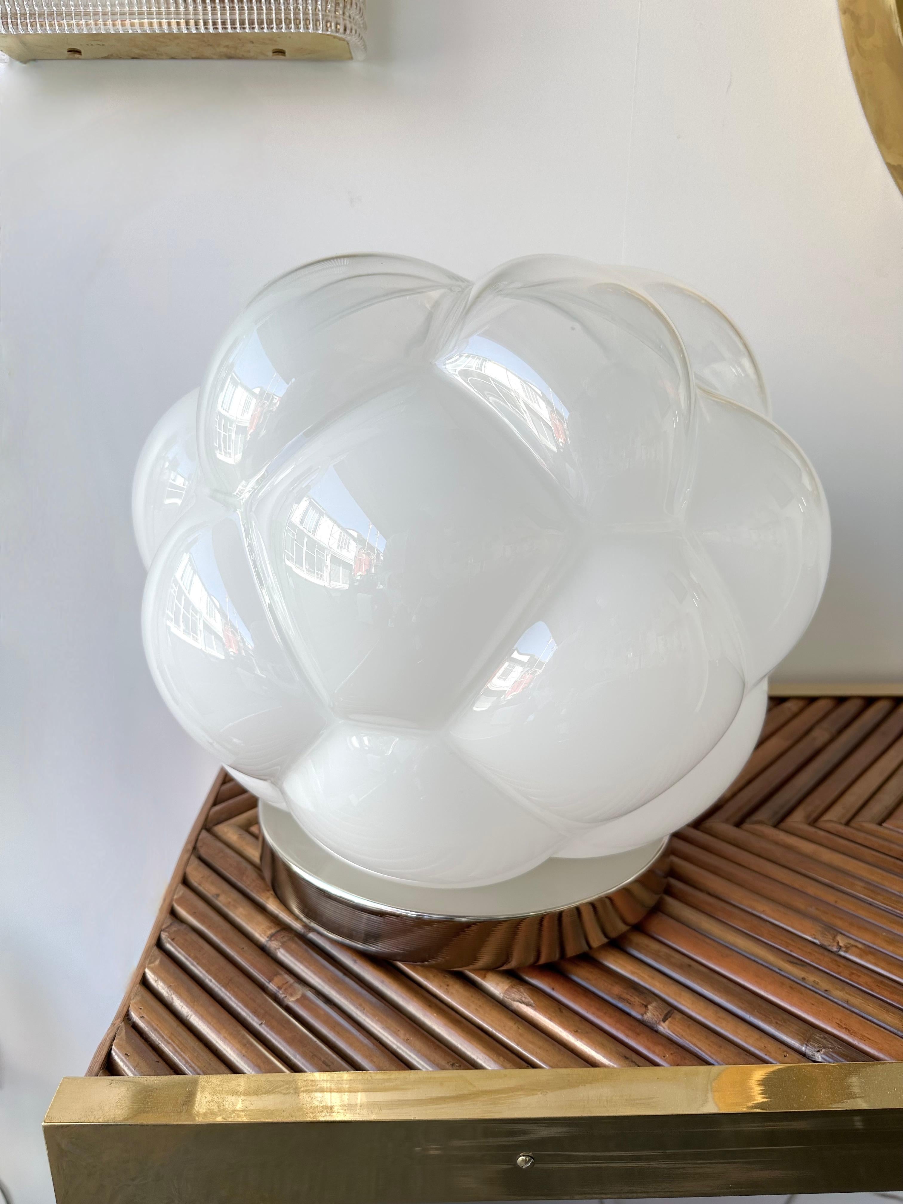 Contemporary Pair of Murano Glass Cloud Table Lamps, Italy For Sale 2