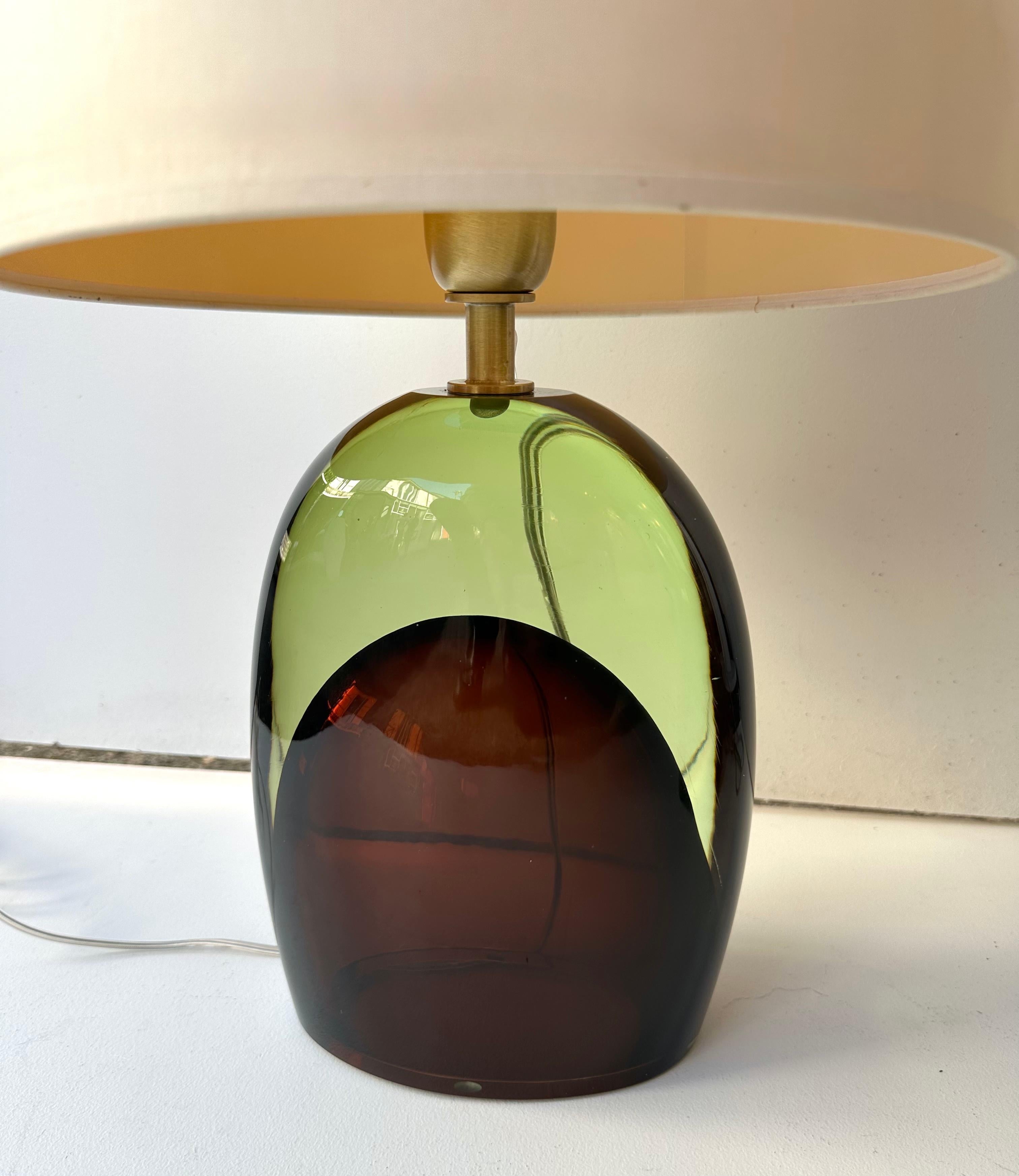Pareja Contemporánea de Lámparas Ópticas de Cristal de Murano en Dos Tonos de AD Murano, Italia Latón en venta