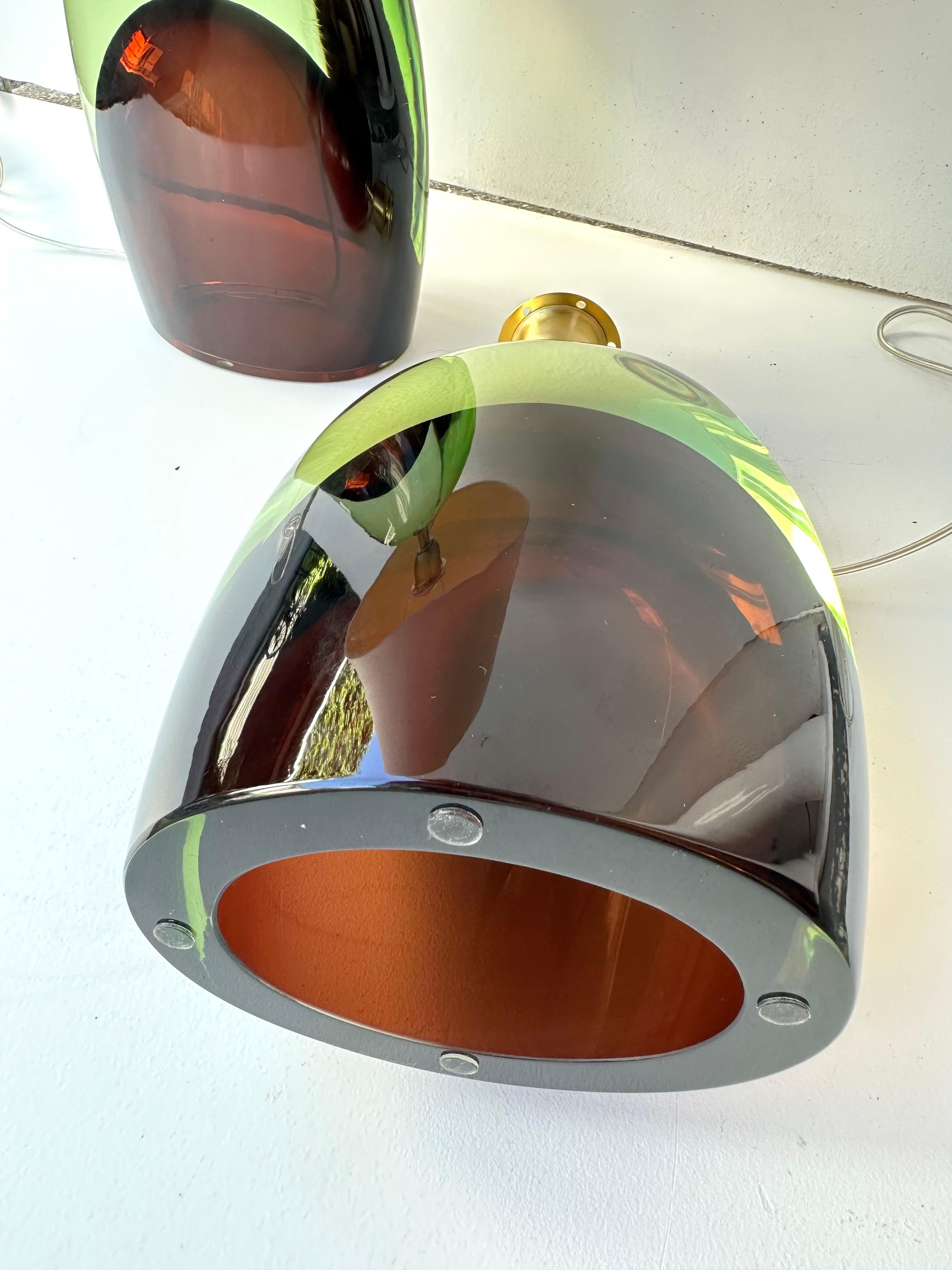 Pareja Contemporánea de Lámparas Ópticas de Cristal de Murano en Dos Tonos de AD Murano, Italia en venta 2