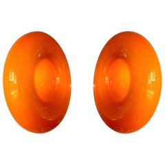 Contemporary Pair of Orange Murano Glass Candy Sconces by Vistosi, Italy, 2010s