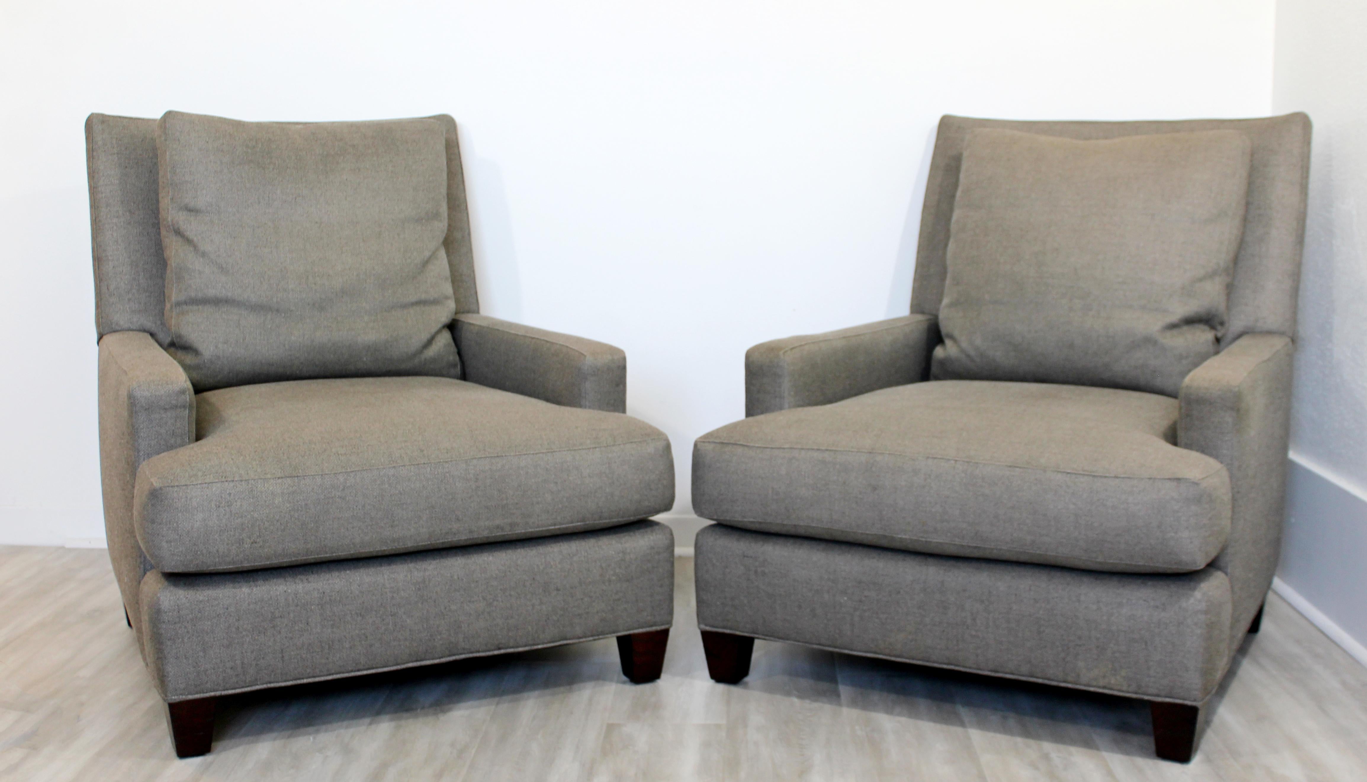 Contemporary Pair of Oversized Grey Lounge Armchairs Barbara Barry for Baker In Good Condition In Keego Harbor, MI