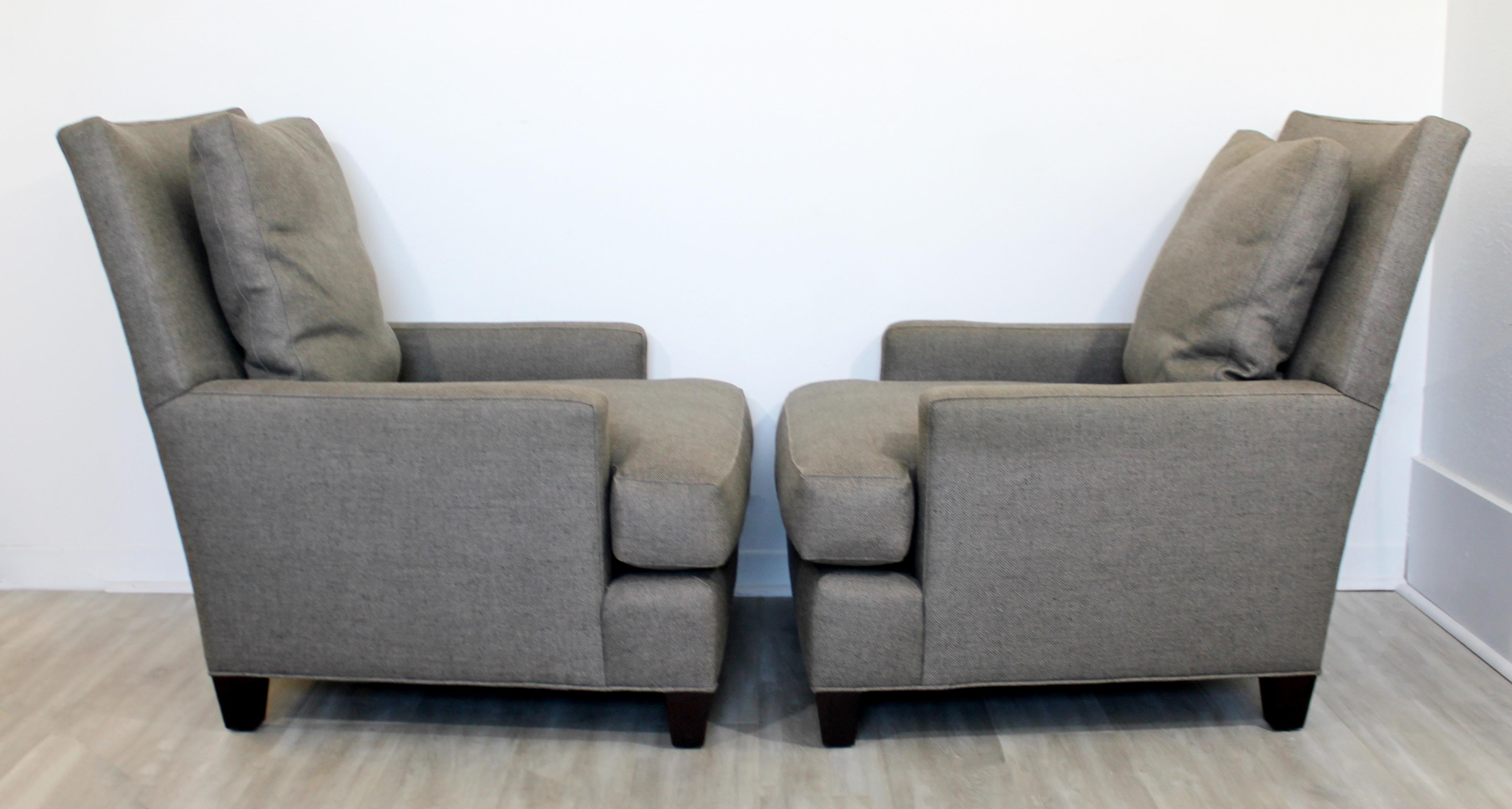 Late 20th Century Contemporary Pair of Oversized Grey Lounge Armchairs Barbara Barry for Baker