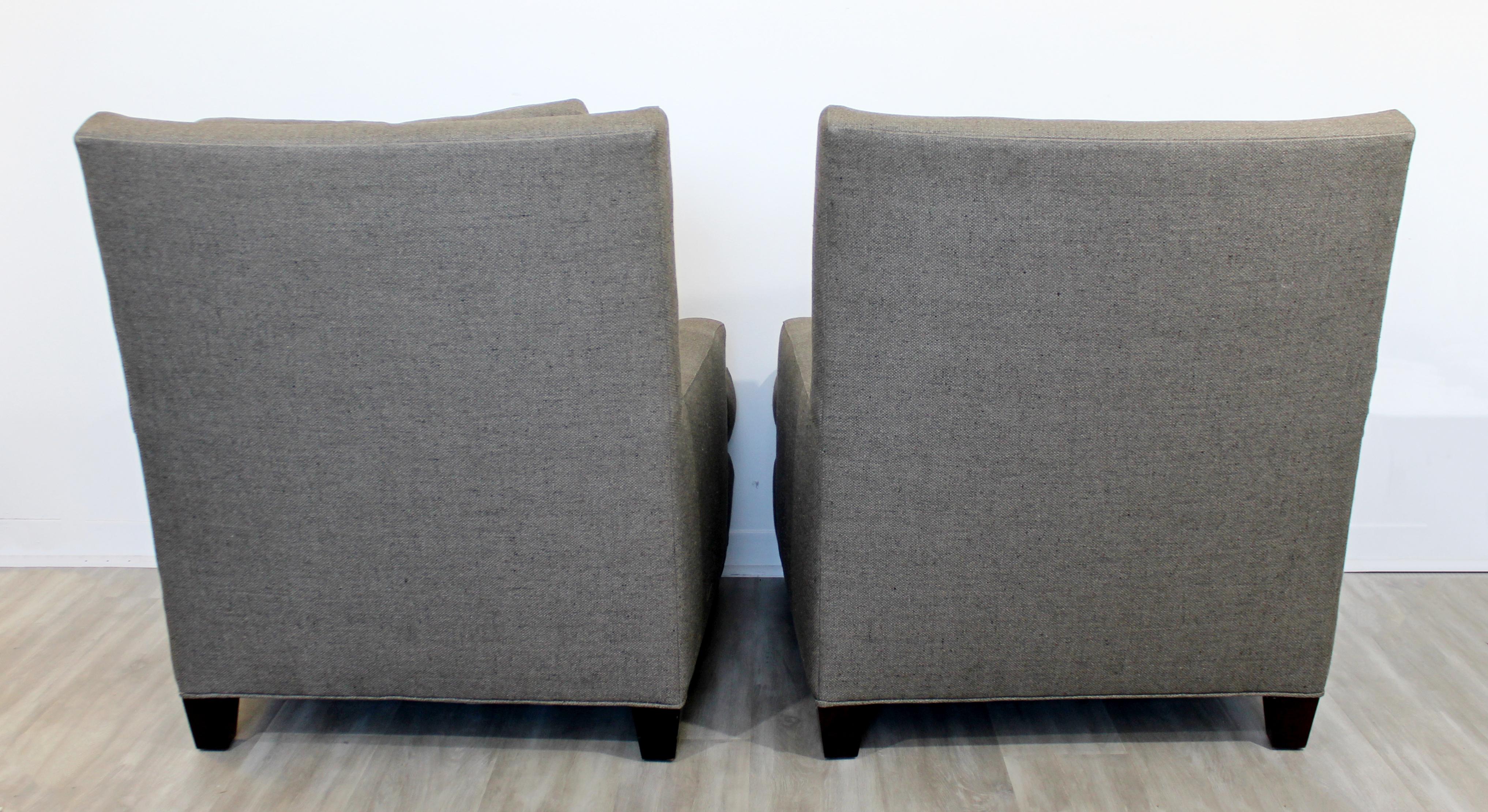 Contemporary Pair of Oversized Grey Lounge Armchairs Barbara Barry for Baker 1