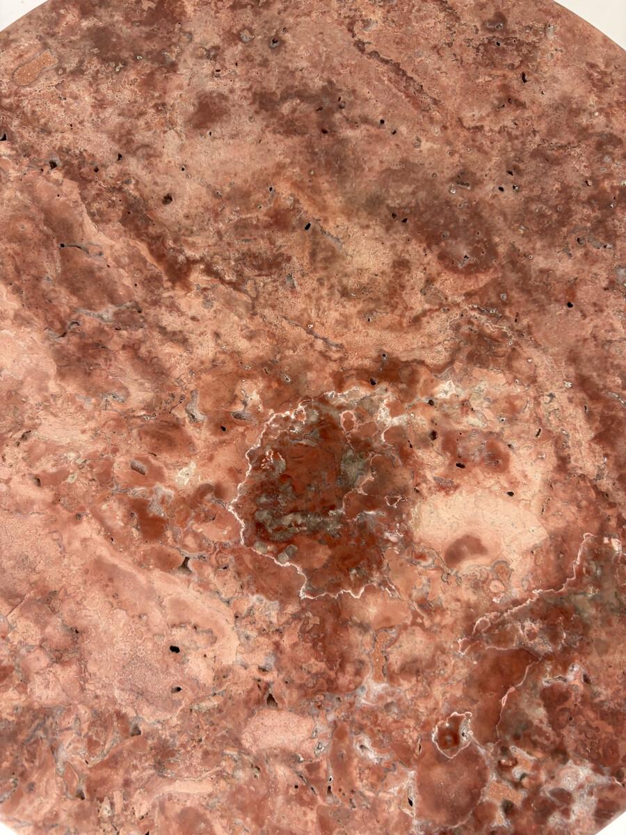 Italian Contemporary Pair of Pink Travertine Side Tables For Sale