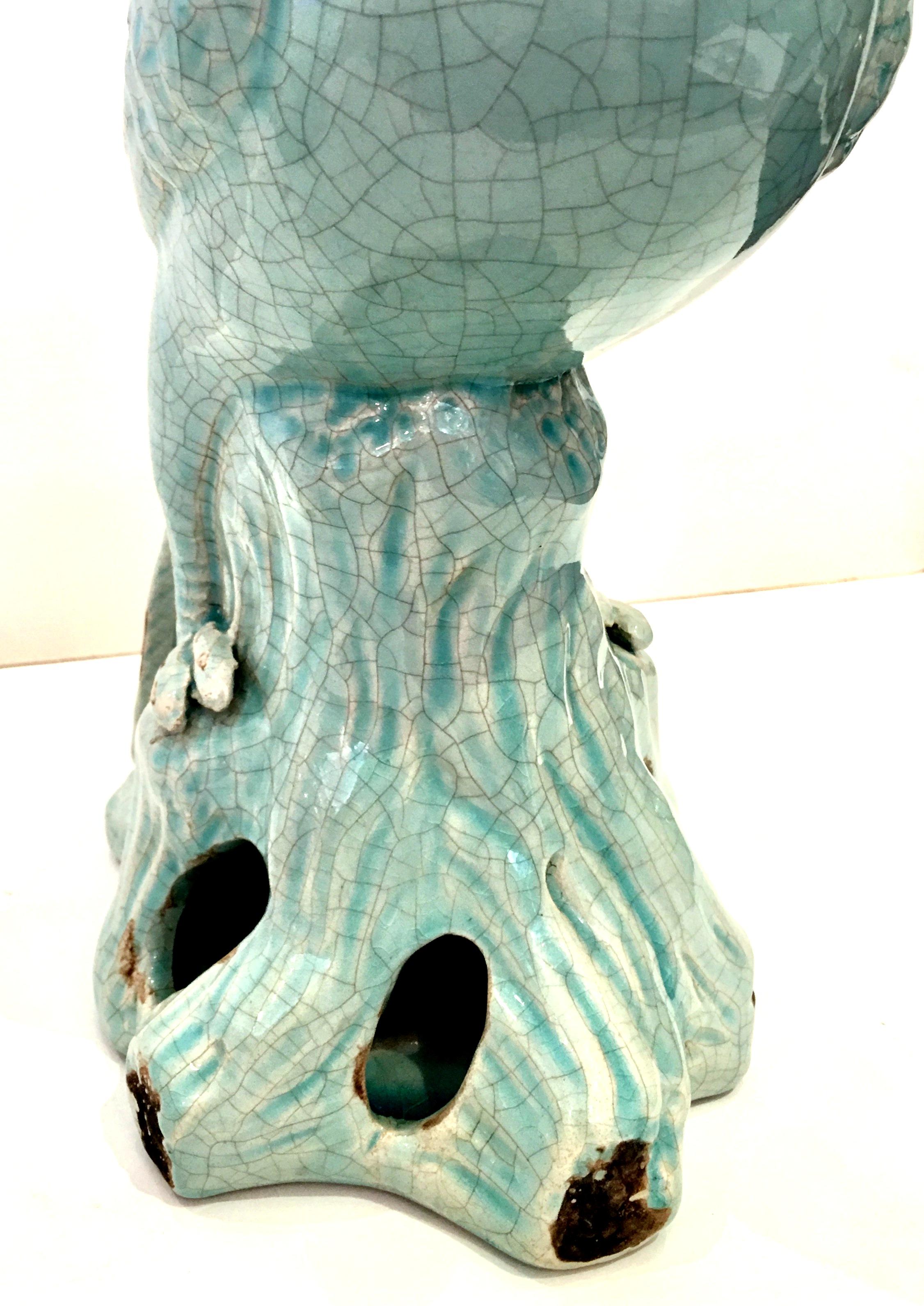 21st Century Pair Of Robins Egg Blue Ceramic Glaze Bird Sculptures 1