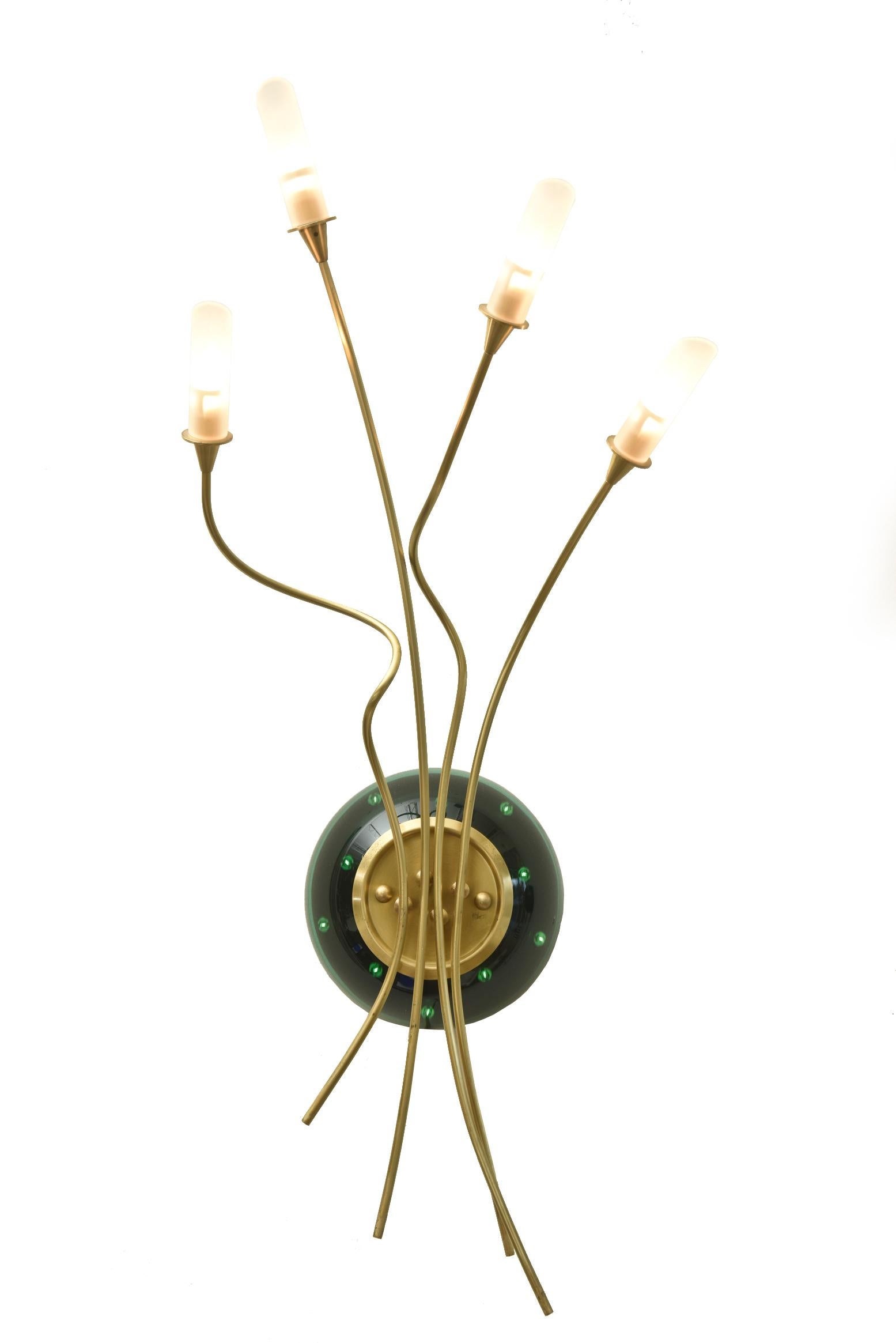 Unknown Contemporary Pair of Sculptural Murano Glass Infinity and Brass Sconces