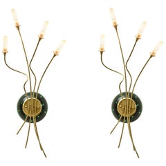 Contemporary Pair of Sculptural Murano Glass Infinity and Brass Sconces