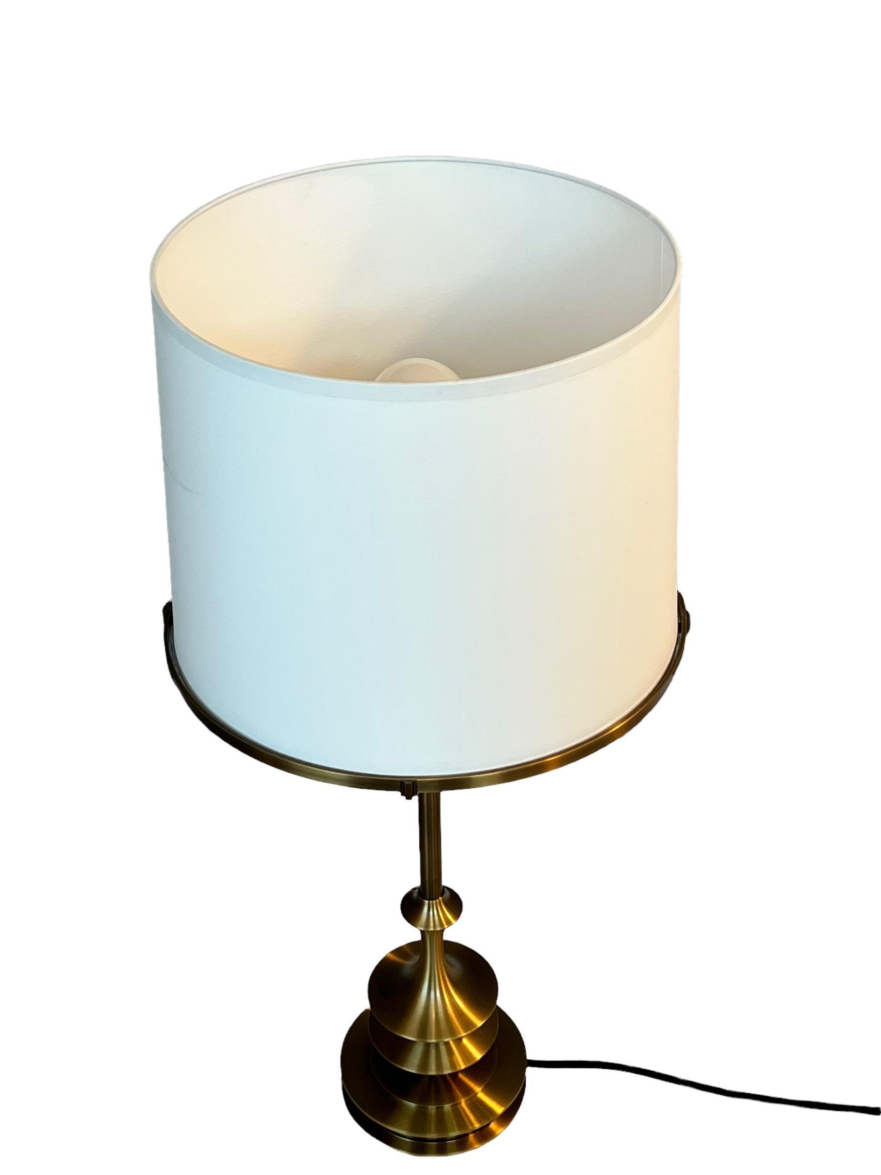 American Contemporary Pair of Side Table Lamps, Solid Brass by Designer Solis Betancourt