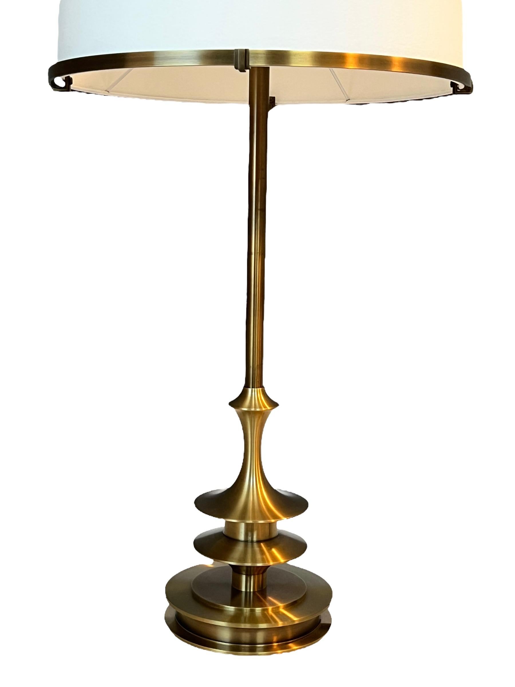 Contemporary Pair of Side Table Lamps, Solid Brass by Designer Solis Betancourt 1