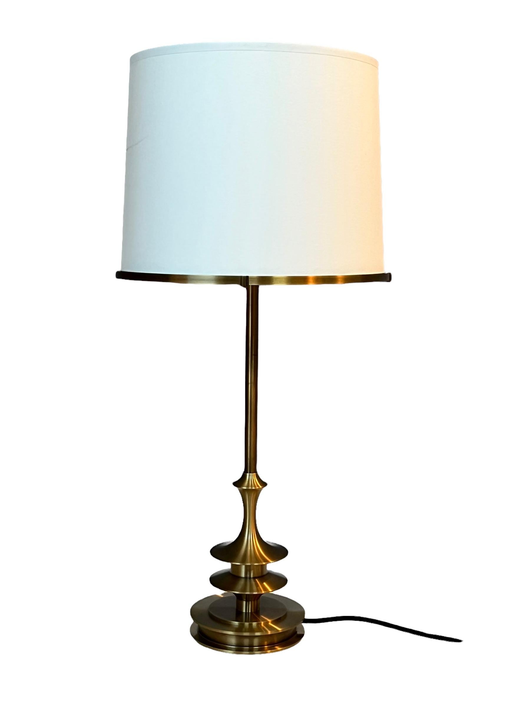 Contemporary Pair of Side Table Lamps, Solid Brass by Designer Solis Betancourt 2