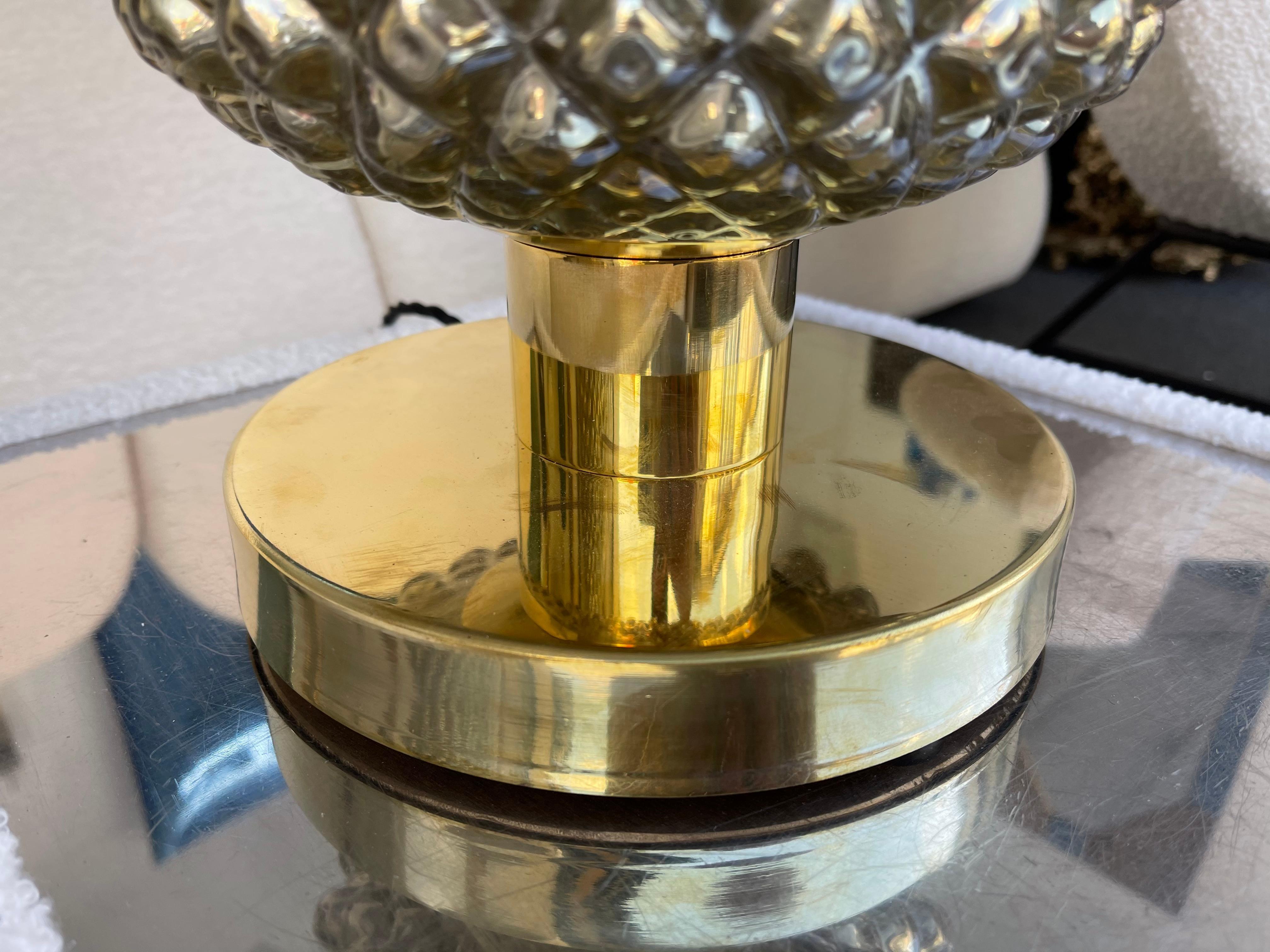 Paire de lampes contemporaines en verre de Murano et laiton, Silver Gold Pineapple, Italie Neuf - En vente à SAINT-OUEN, FR