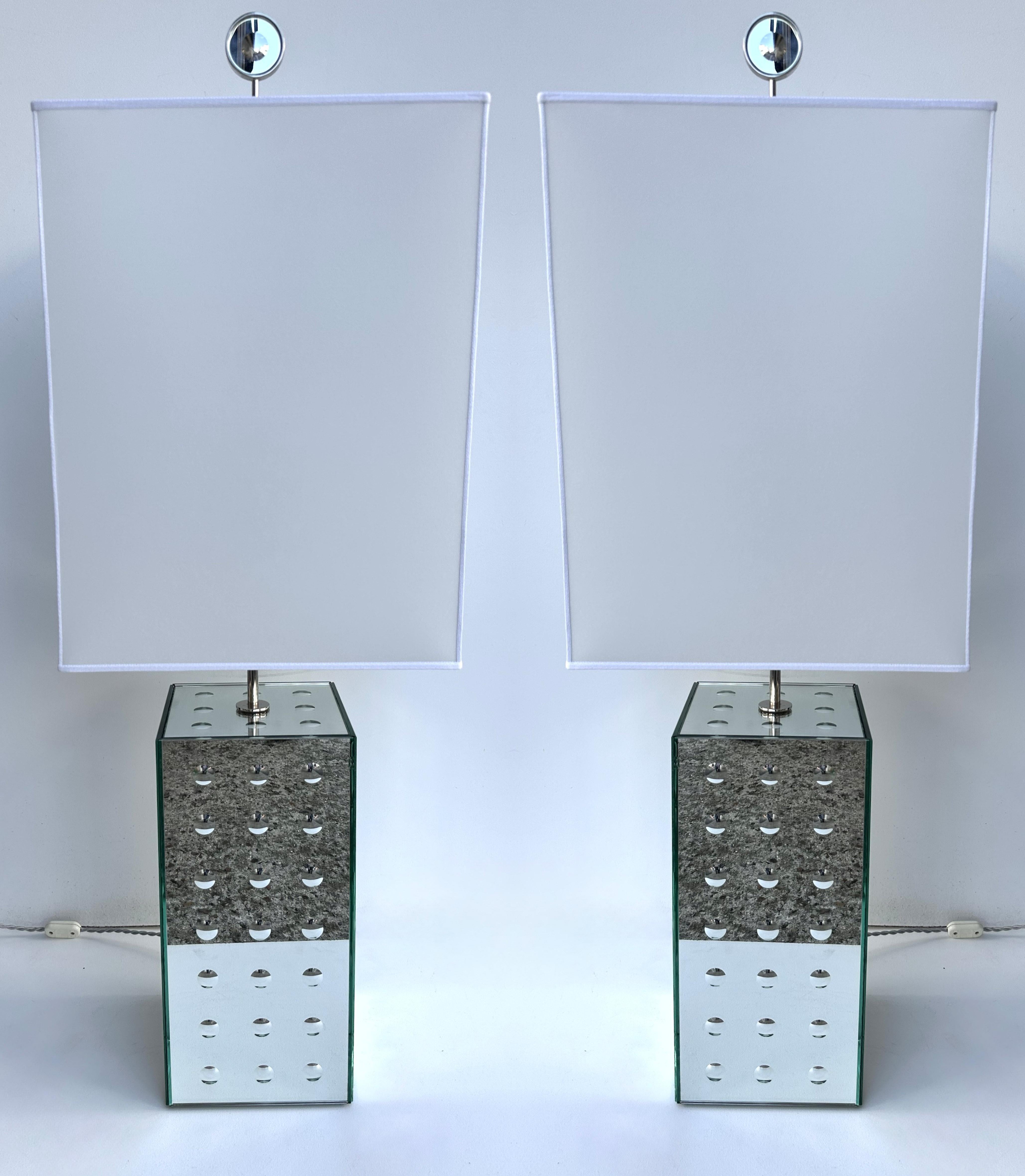 Coppia contemporanea di lampade in vetro di Murano ottiche in argento di Roberto Rida, Italia in vendita 6