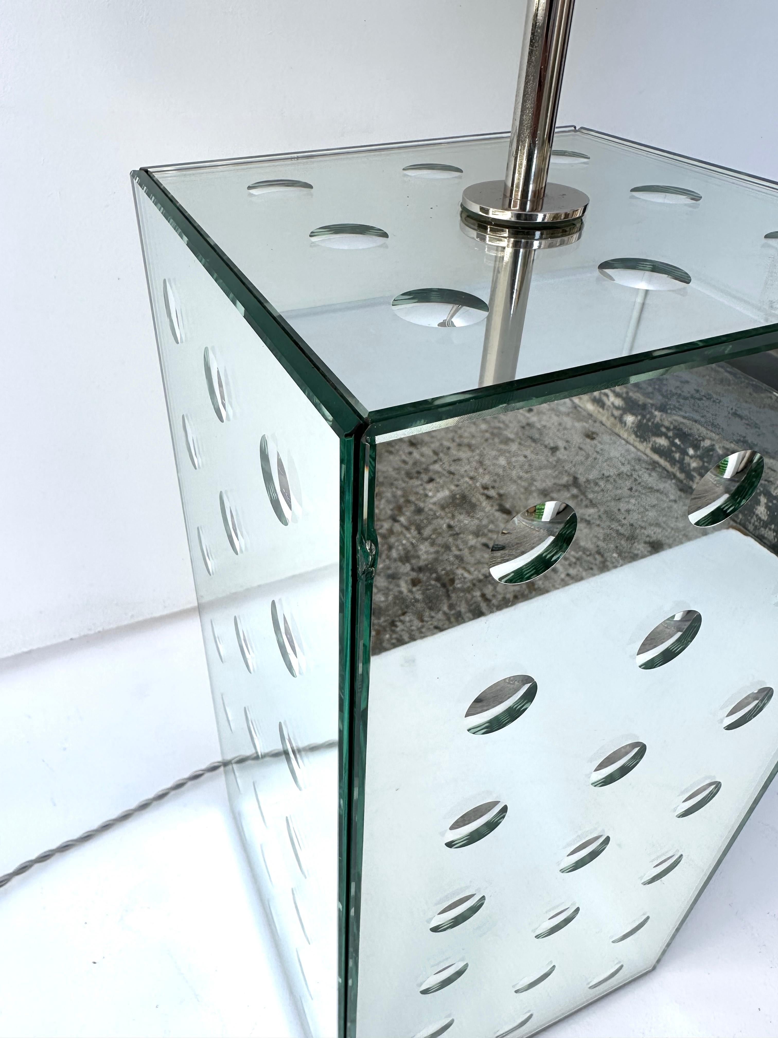 Mid-Century moderno Coppia contemporanea di lampade in vetro di Murano ottiche in argento di Roberto Rida, Italia in vendita