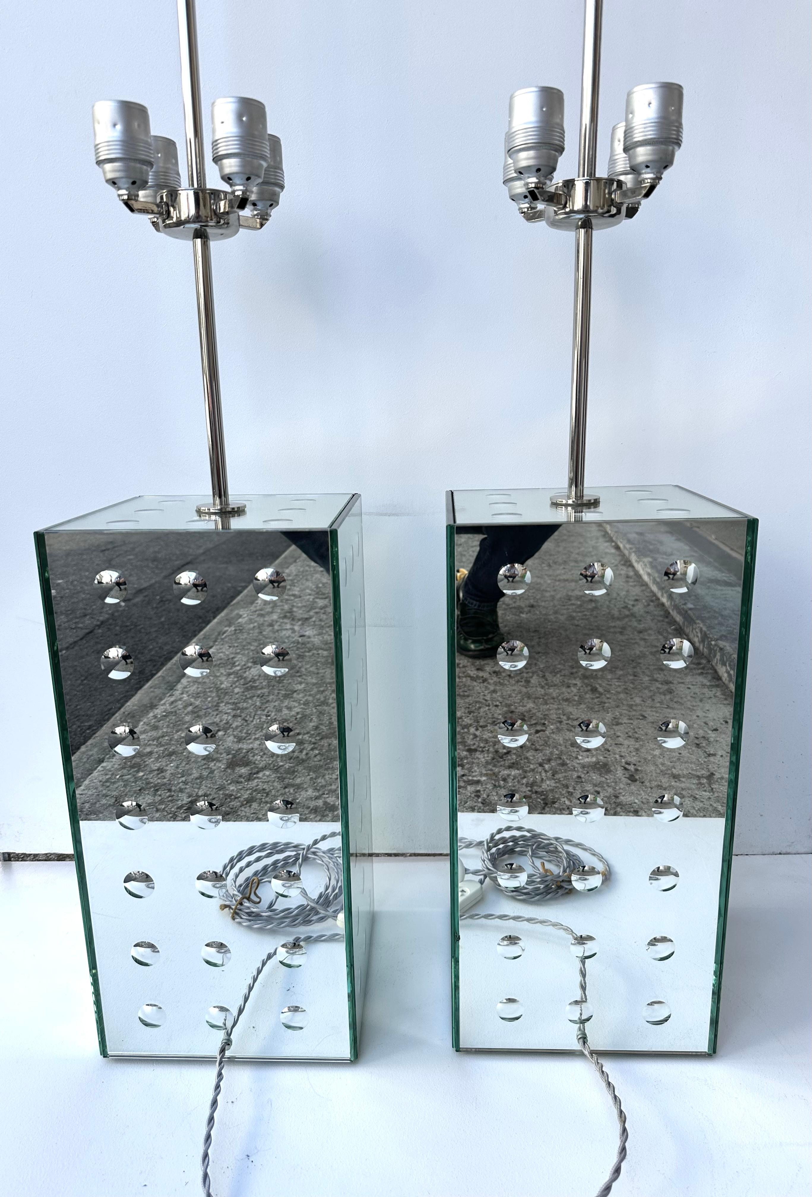Coppia contemporanea di lampade in vetro di Murano ottiche in argento di Roberto Rida, Italia in vendita 2