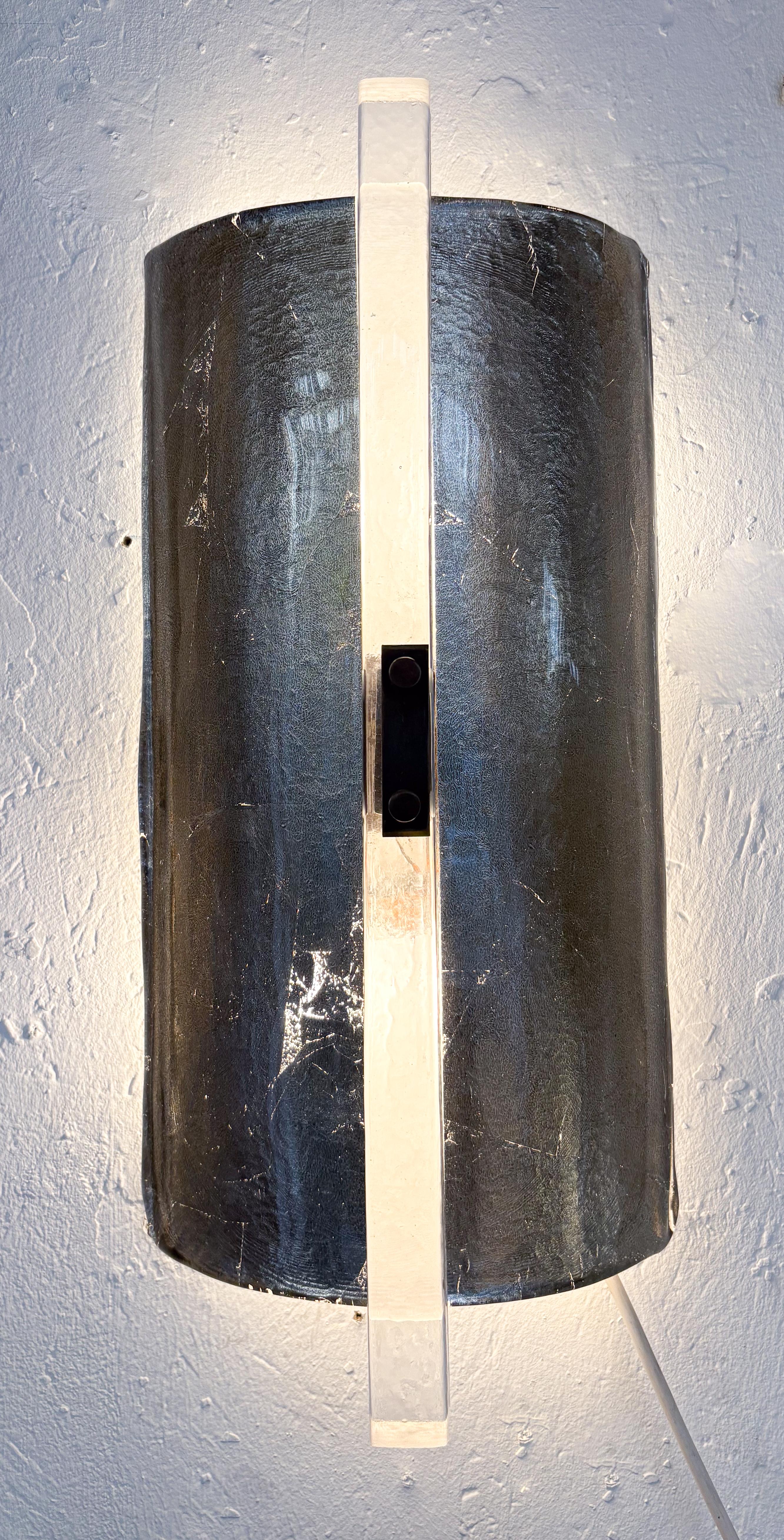 Pareja contemporánea de apliques de plata, cristal, Italia Moderno de mediados de siglo en venta