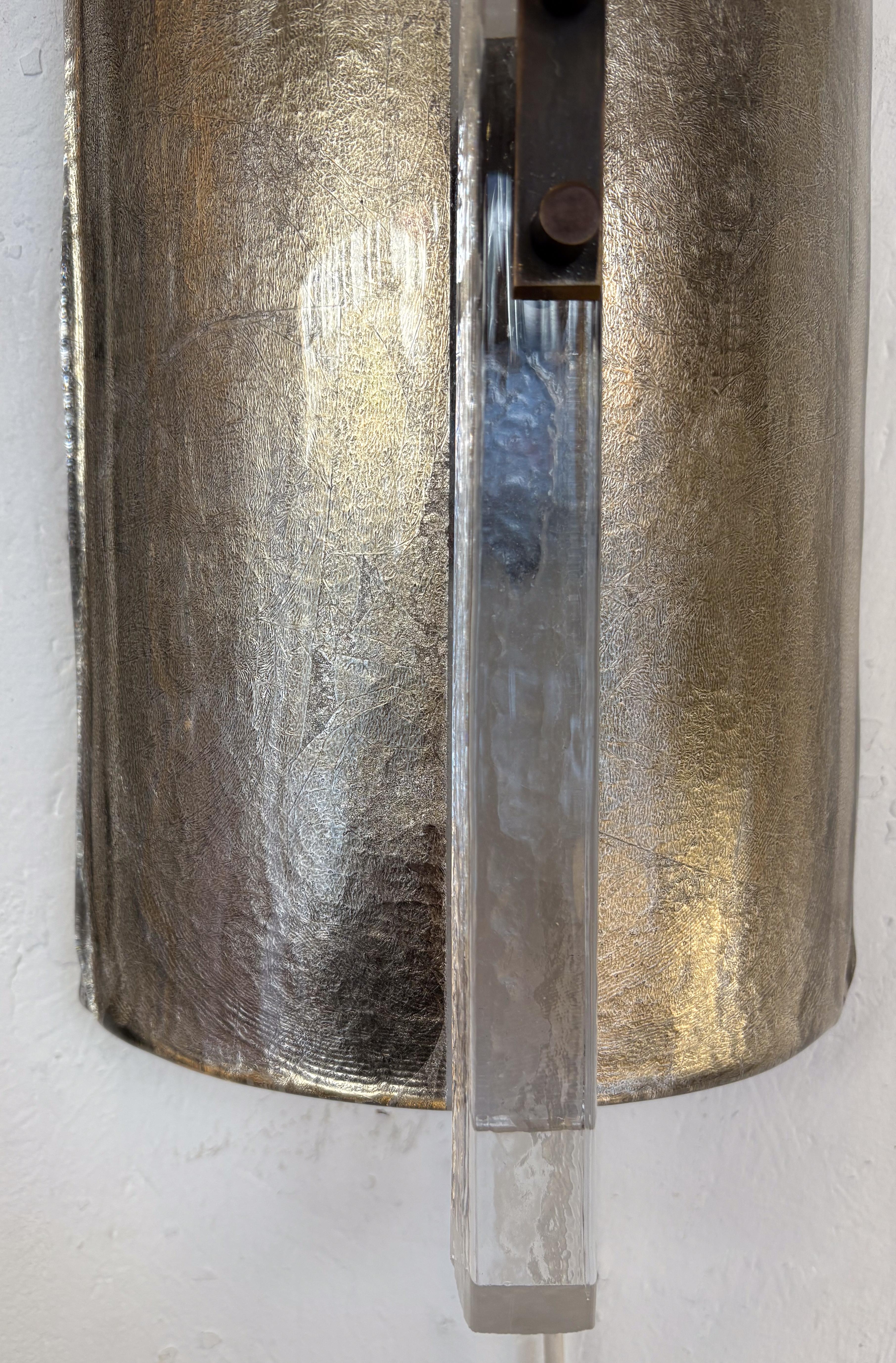 Pareja contemporánea de apliques de plata, cristal, Italia Italiano en venta