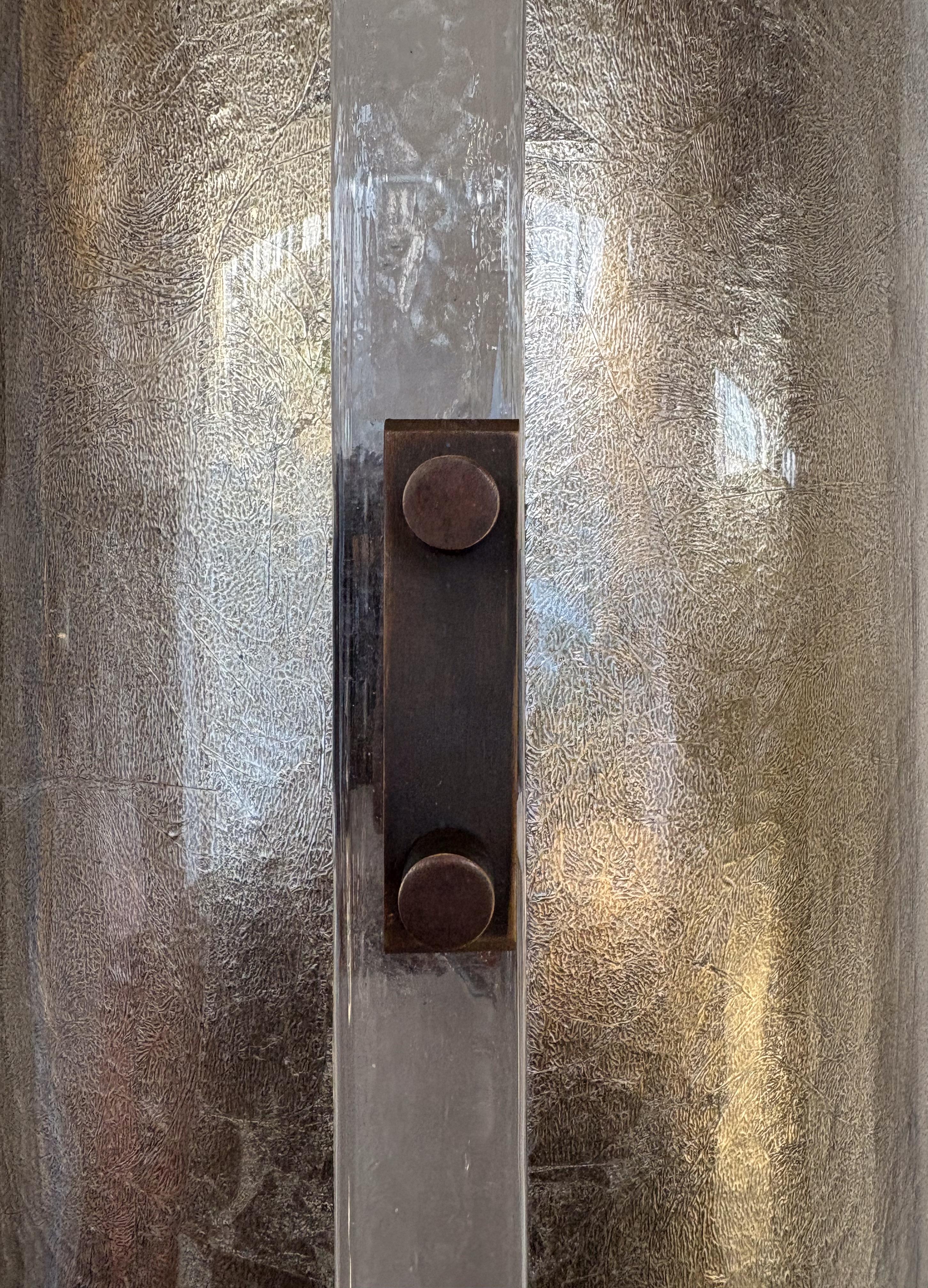 Pareja contemporánea de apliques de plata, cristal, Italia Vidrio en venta