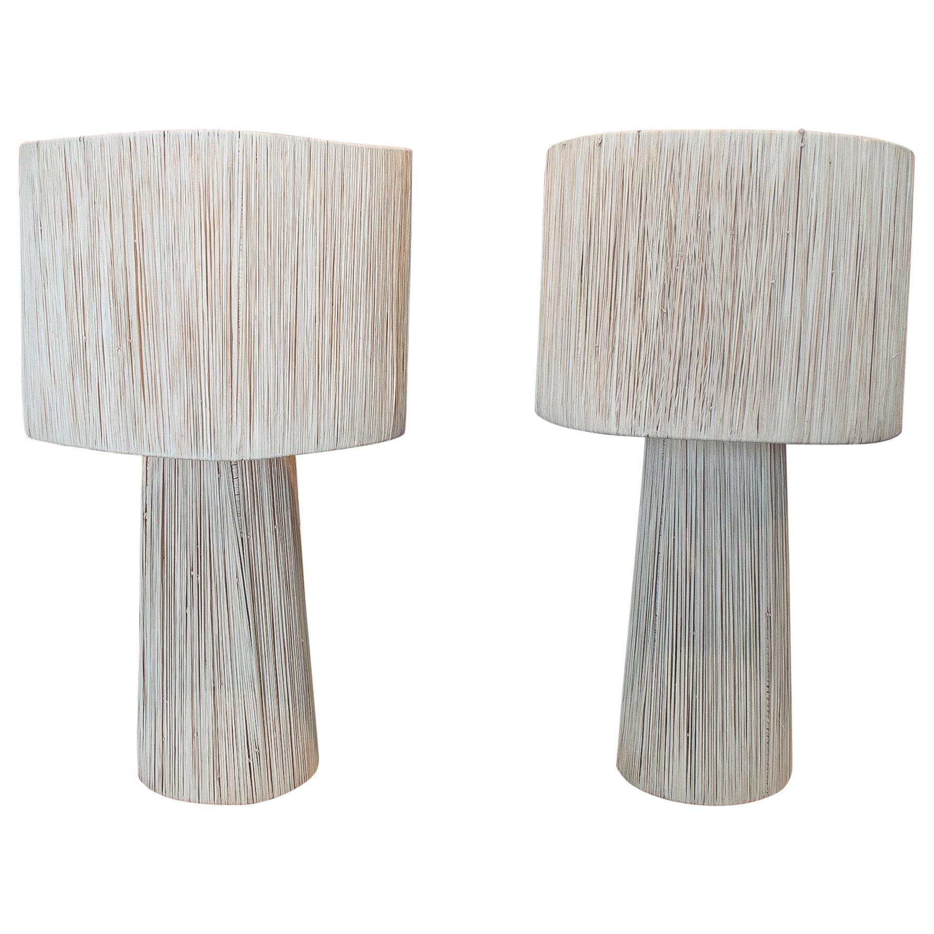 Contemporary Pair of Spanish Handcrafted Table Lamps w/ Shades