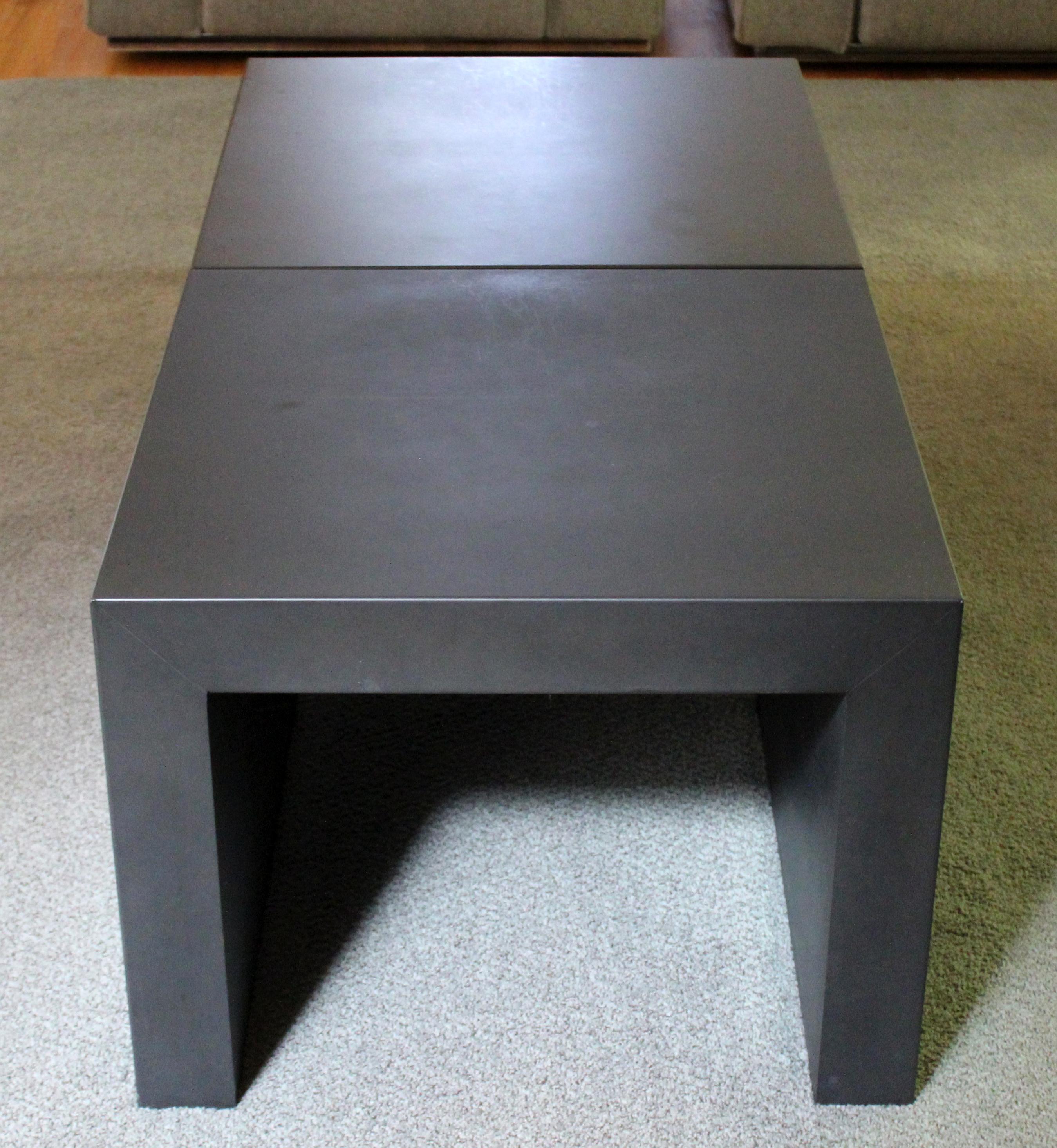 Contemporary Pair of Square Metal Coffee or Side End Tables 1