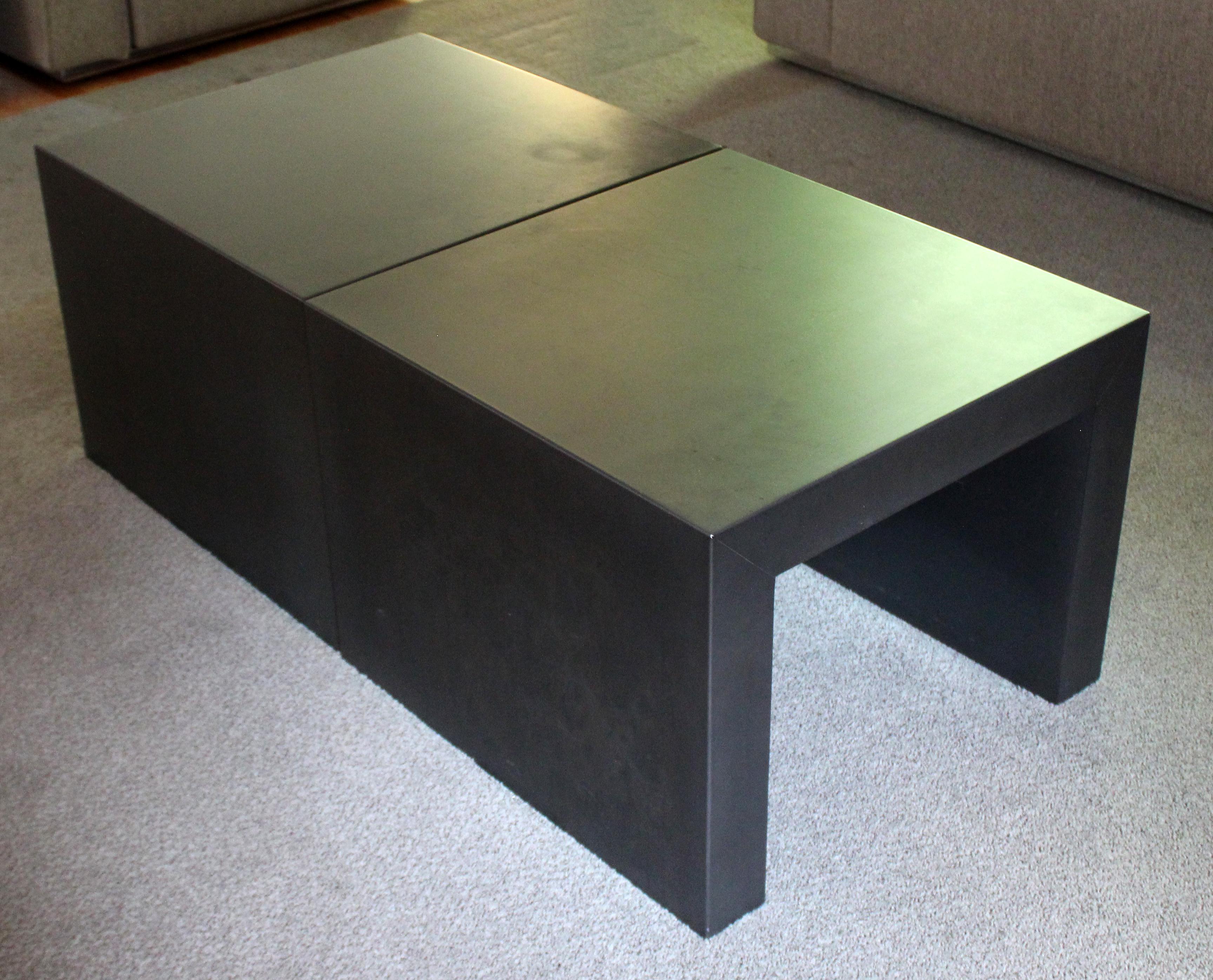 Contemporary Pair of Square Metal Coffee or Side End Tables 2