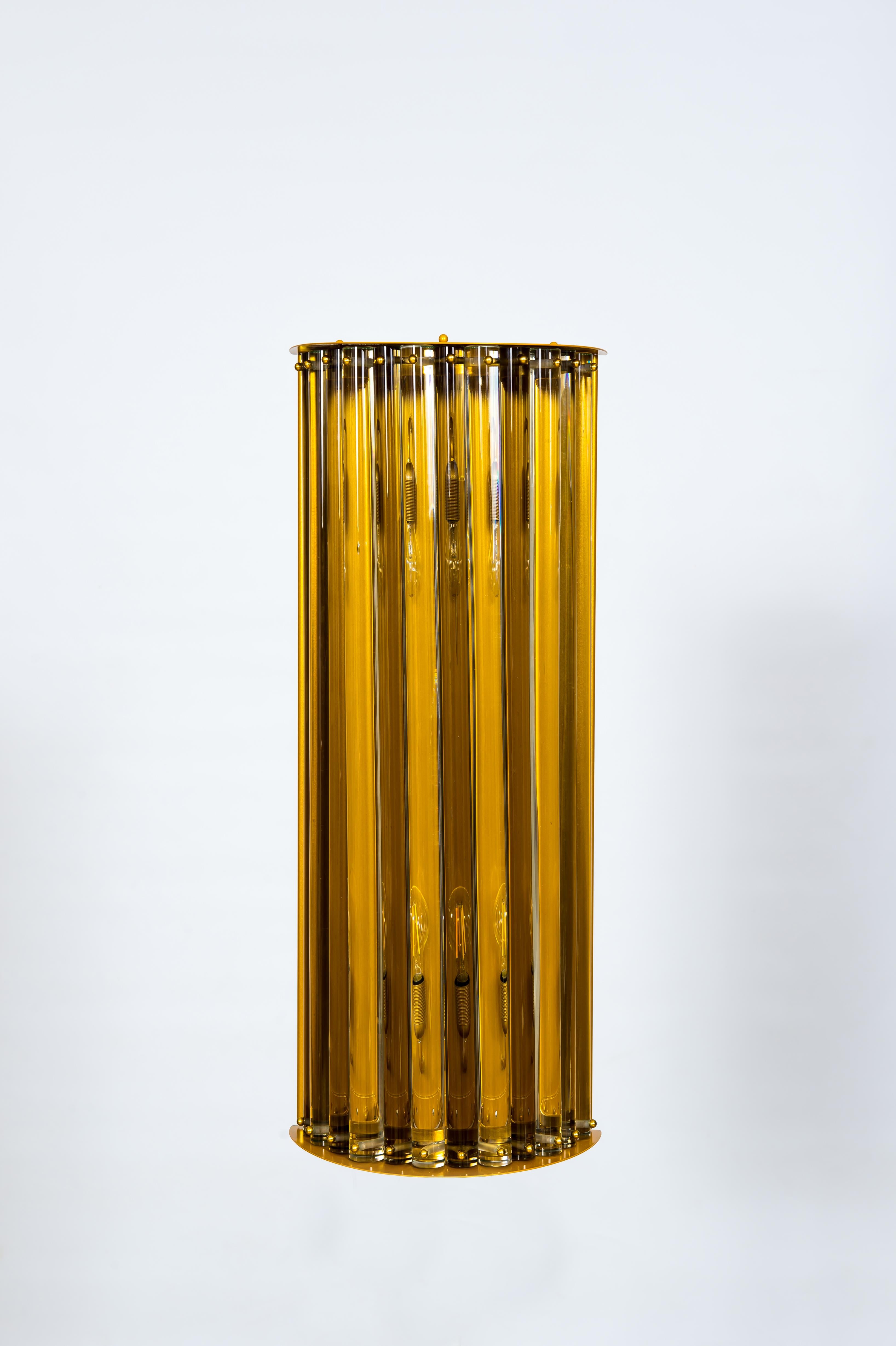 Contemporary Pair of Straw-Color Murano Glass Wall Lights by Giovanni Dalla Fina For Sale 6