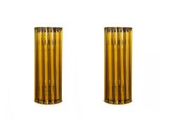 Contemporary Pair of Straw-Color Murano Glass Wall Lights by Giovanni Dalla Fina