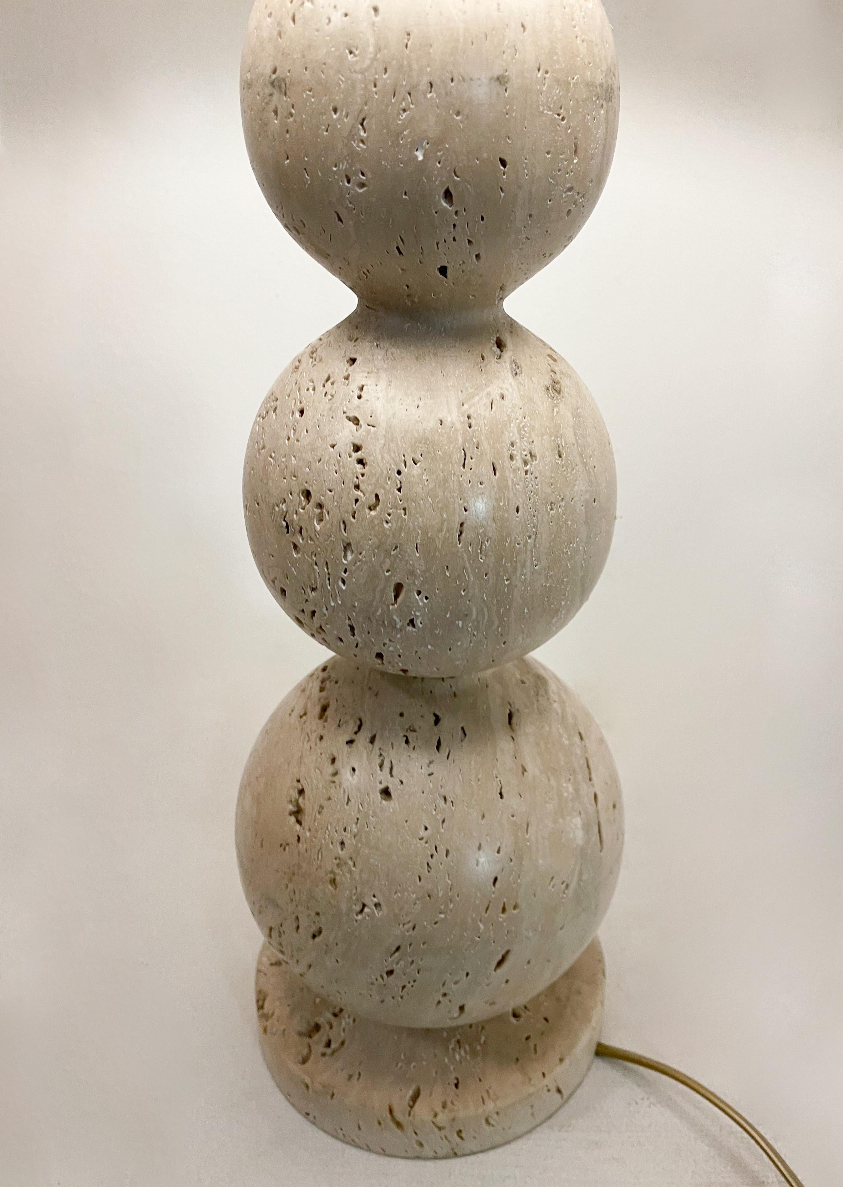 Modern Contemporary Pair of travertine Lamps, Italy For Sale