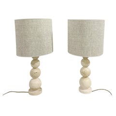 Coppia di lampade in travertino contemporanee, Italia