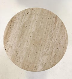 Contemporary Pair of Travertine Side Tables, Italy