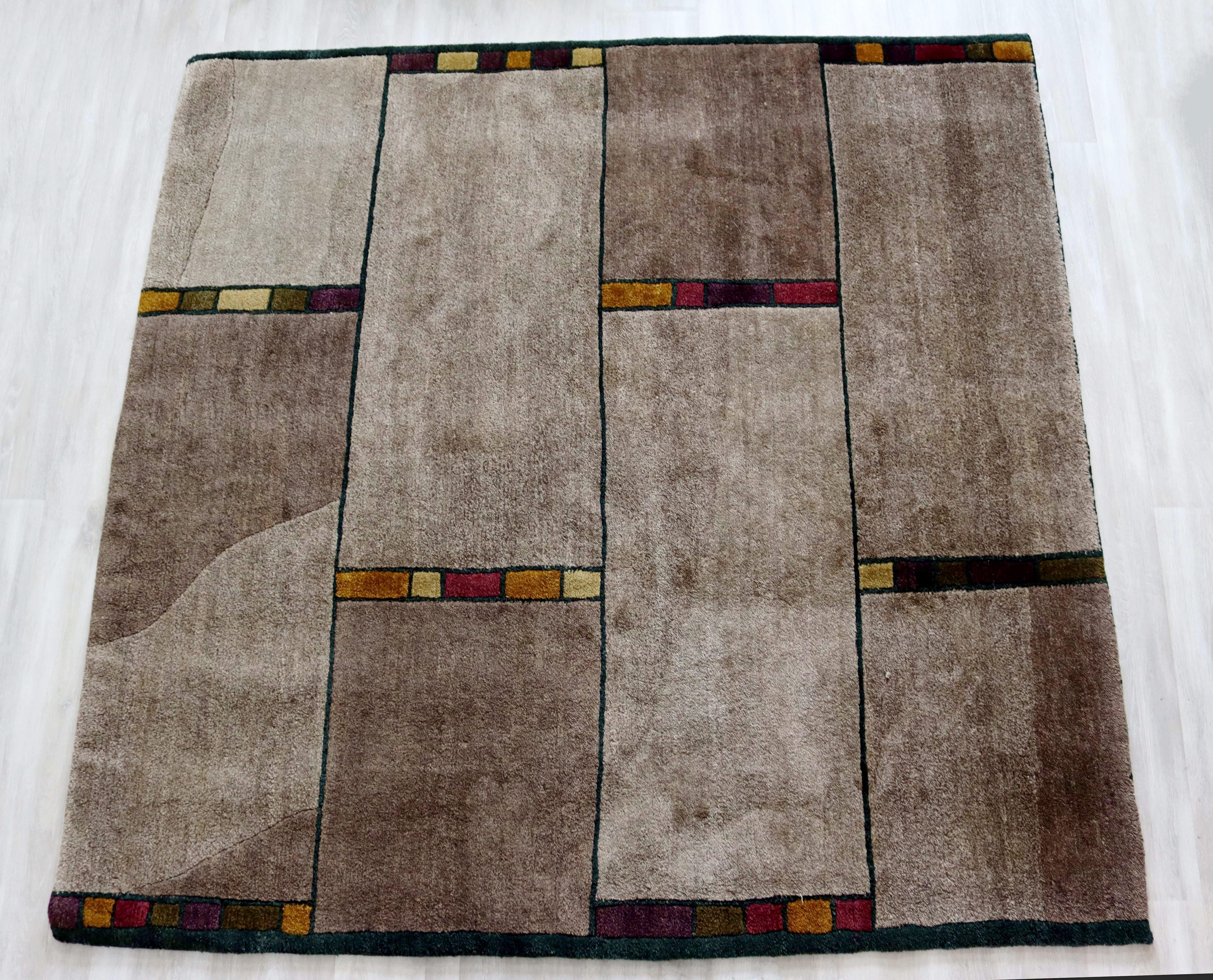For your consideration is a magnificent pair of gray wool, square and rectangular area rugs or carpets, by Knecht AG Switzerland. In excellent condition. The dimensions of the larger one are 66