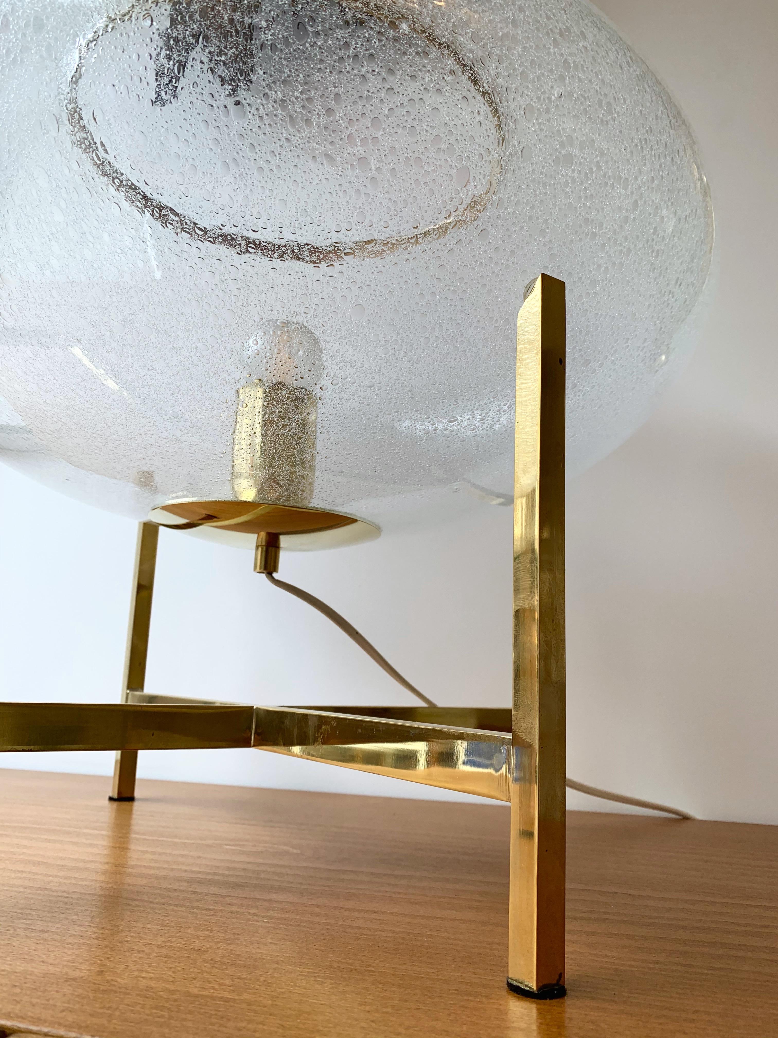 Italian Contemporary Pair of UFO Brass and Murano Glass Lamps