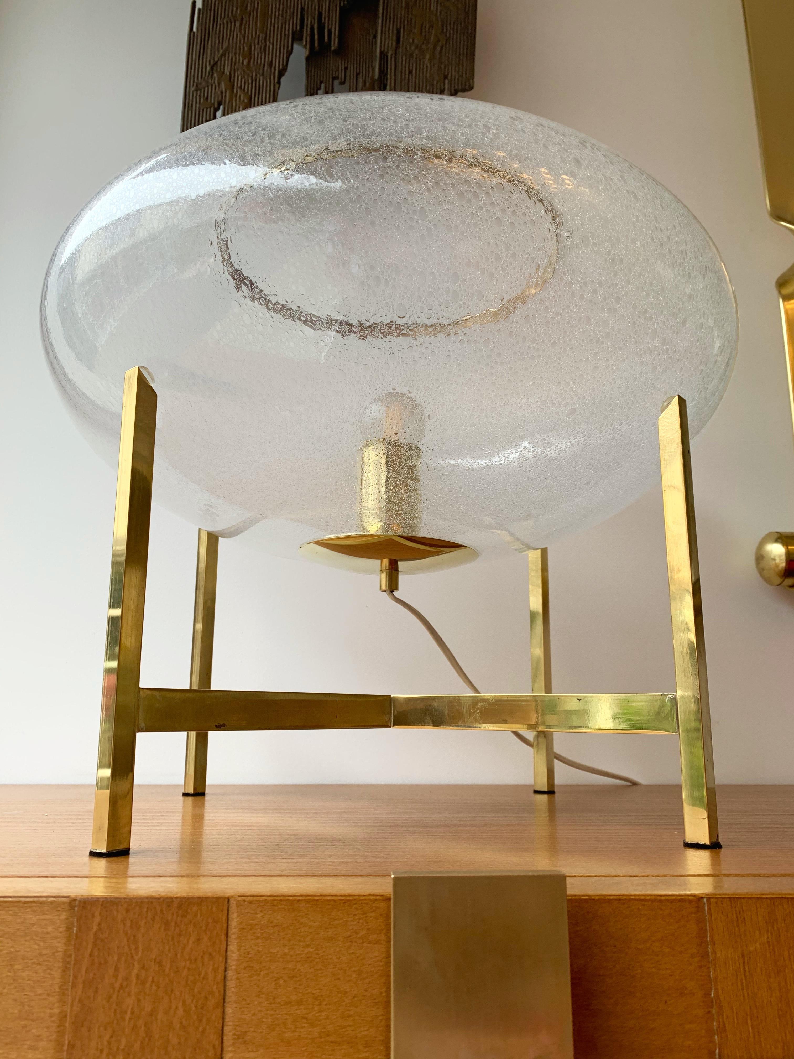 Contemporary Pair of UFO Brass and Murano Glass Lamps In New Condition In SAINT-OUEN, FR