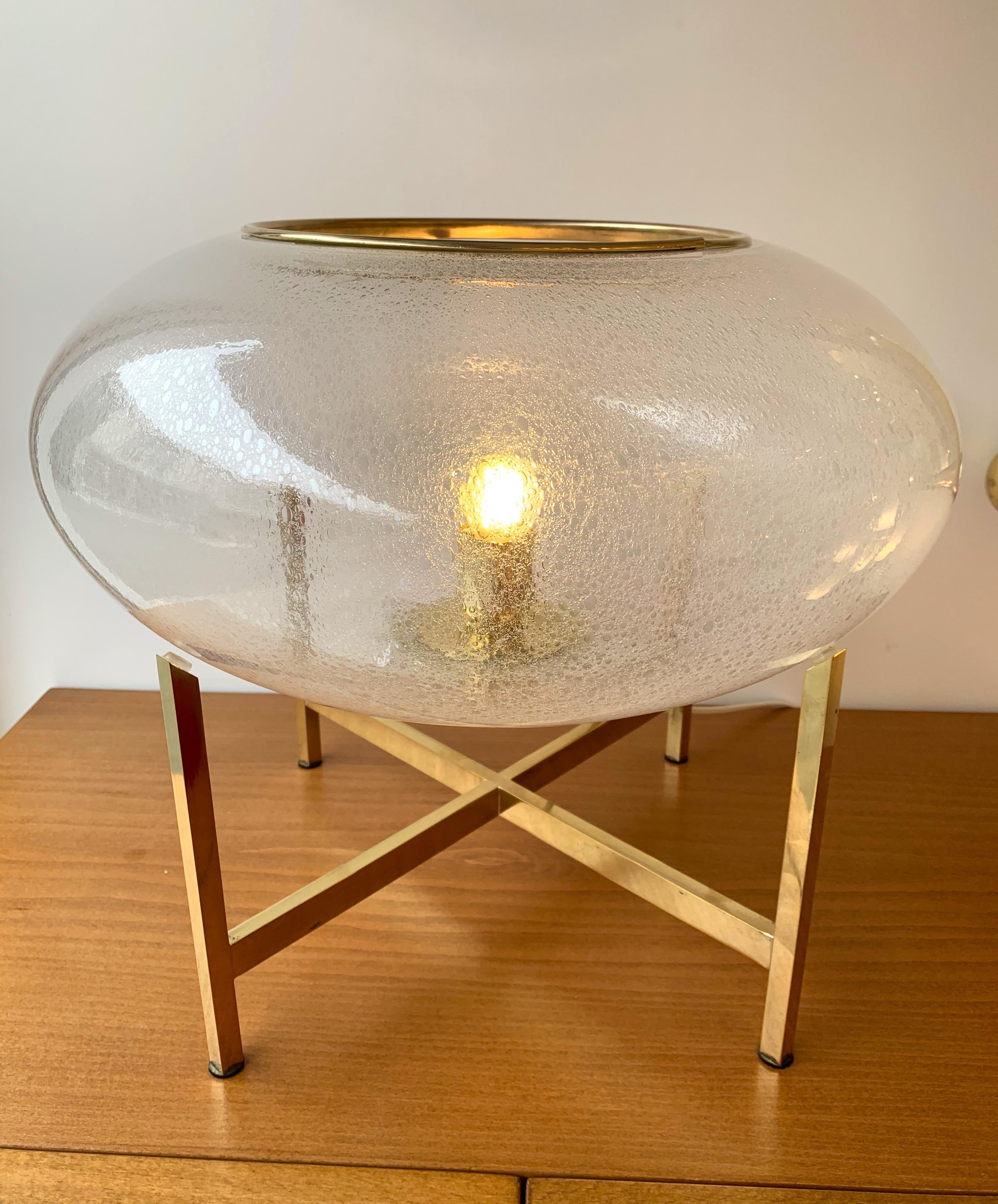 Contemporary Pair of UFO Brass and Murano Glass Lamps 1