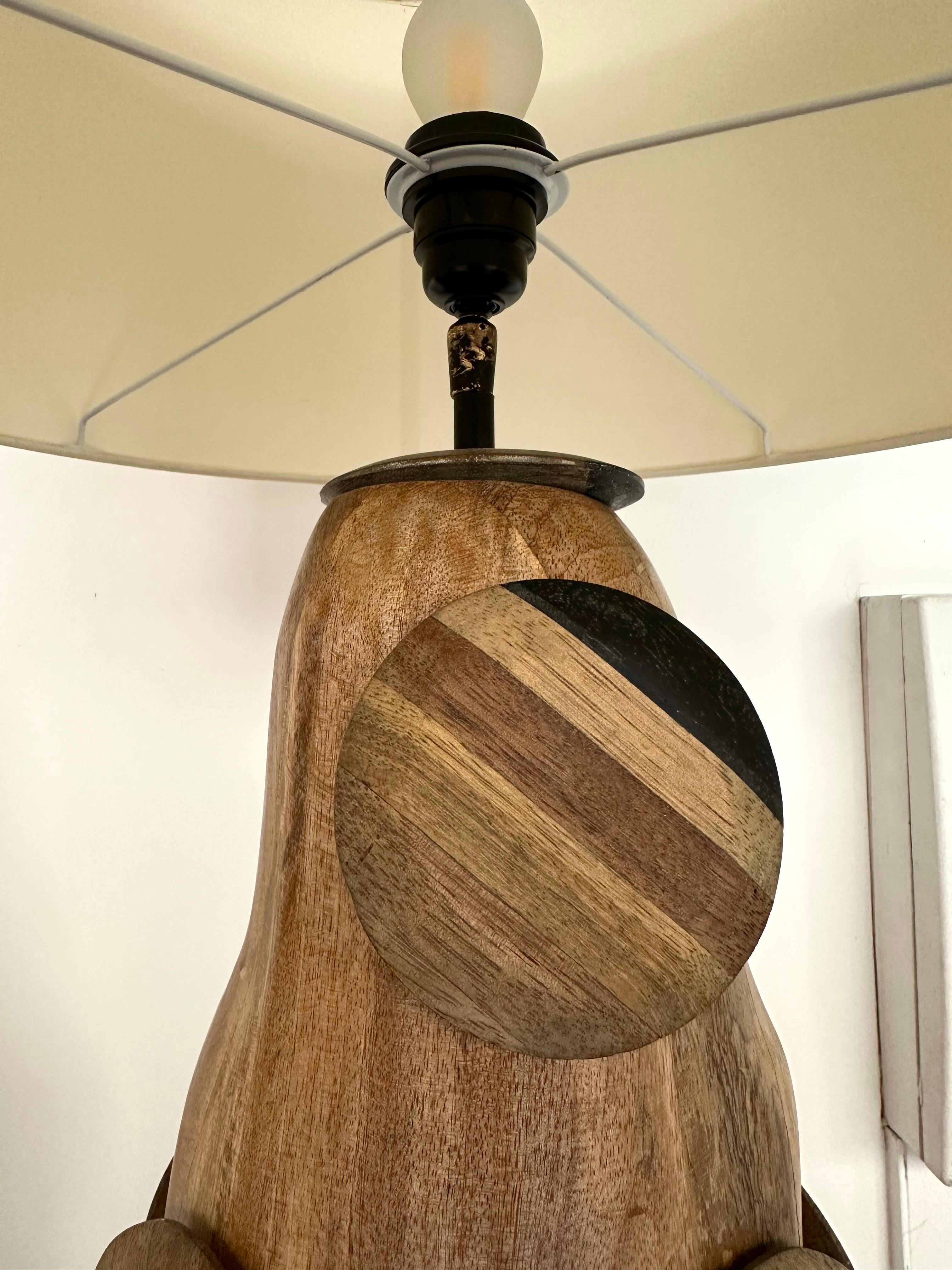 Contemporary Pair of Wood Discs Lamps, Italy In Good Condition For Sale In SAINT-OUEN, FR