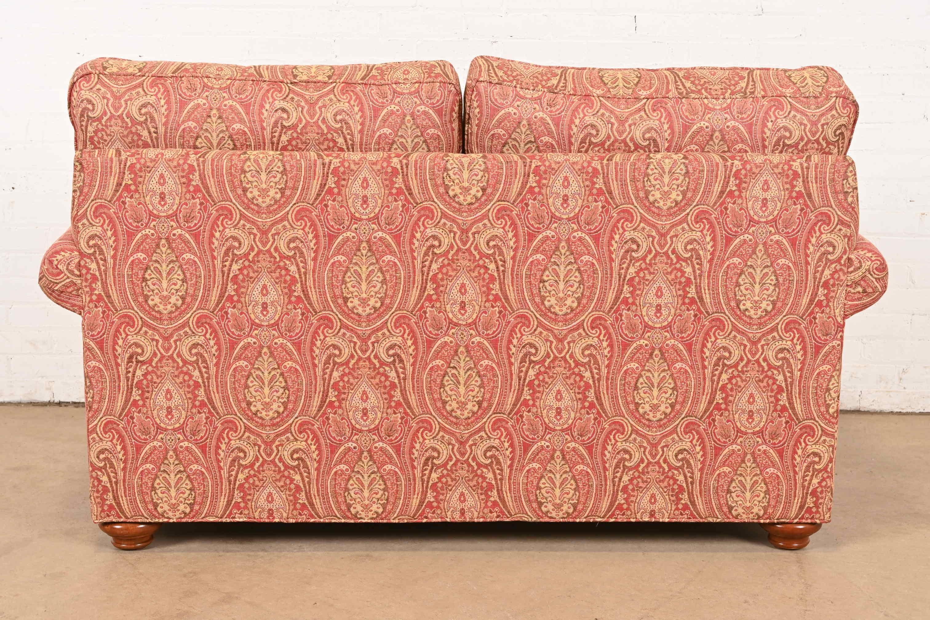 Contemporary Paisley Upholstered Loveseat For Sale 4