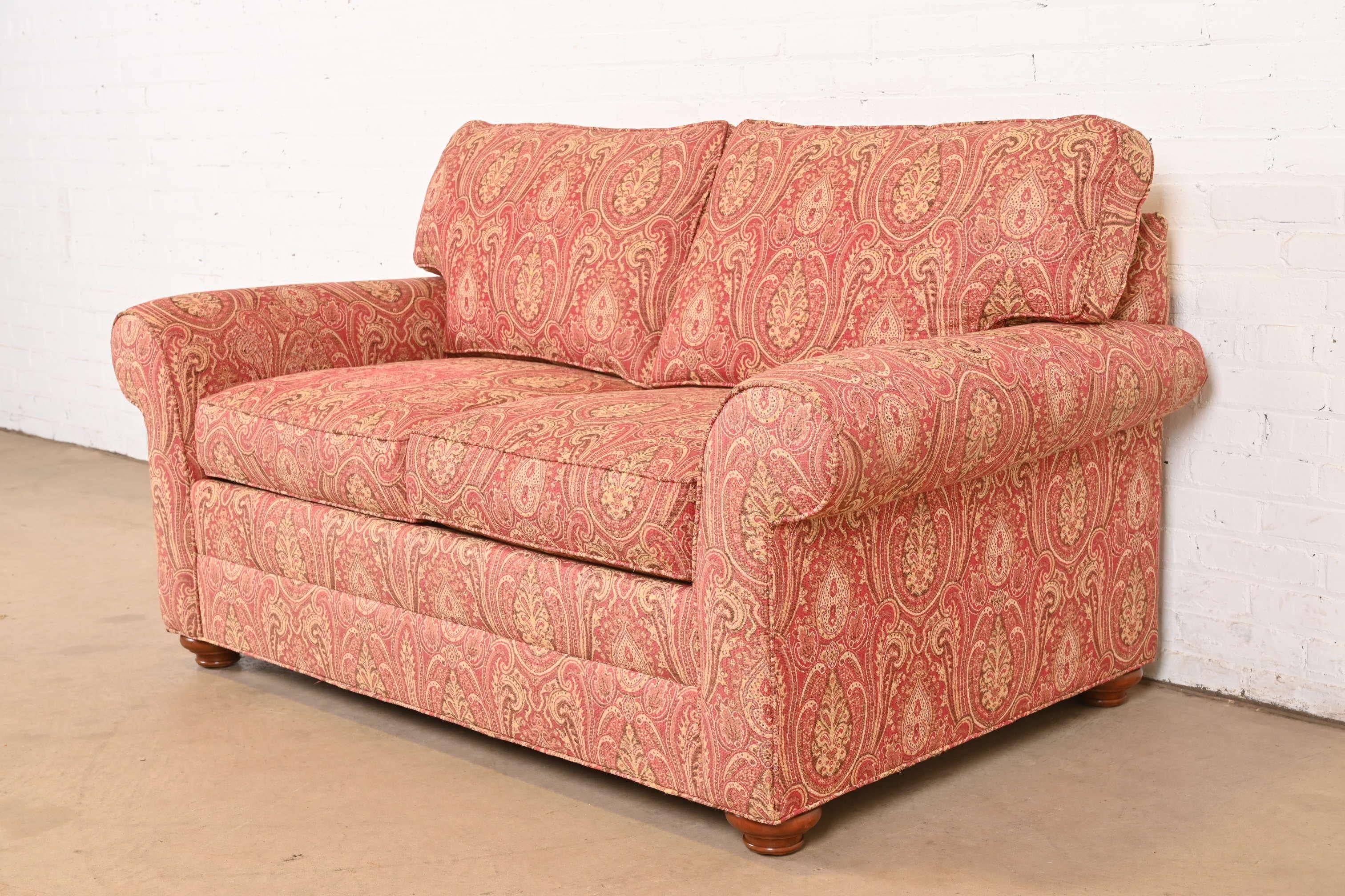 American Contemporary Paisley Upholstered Loveseat For Sale