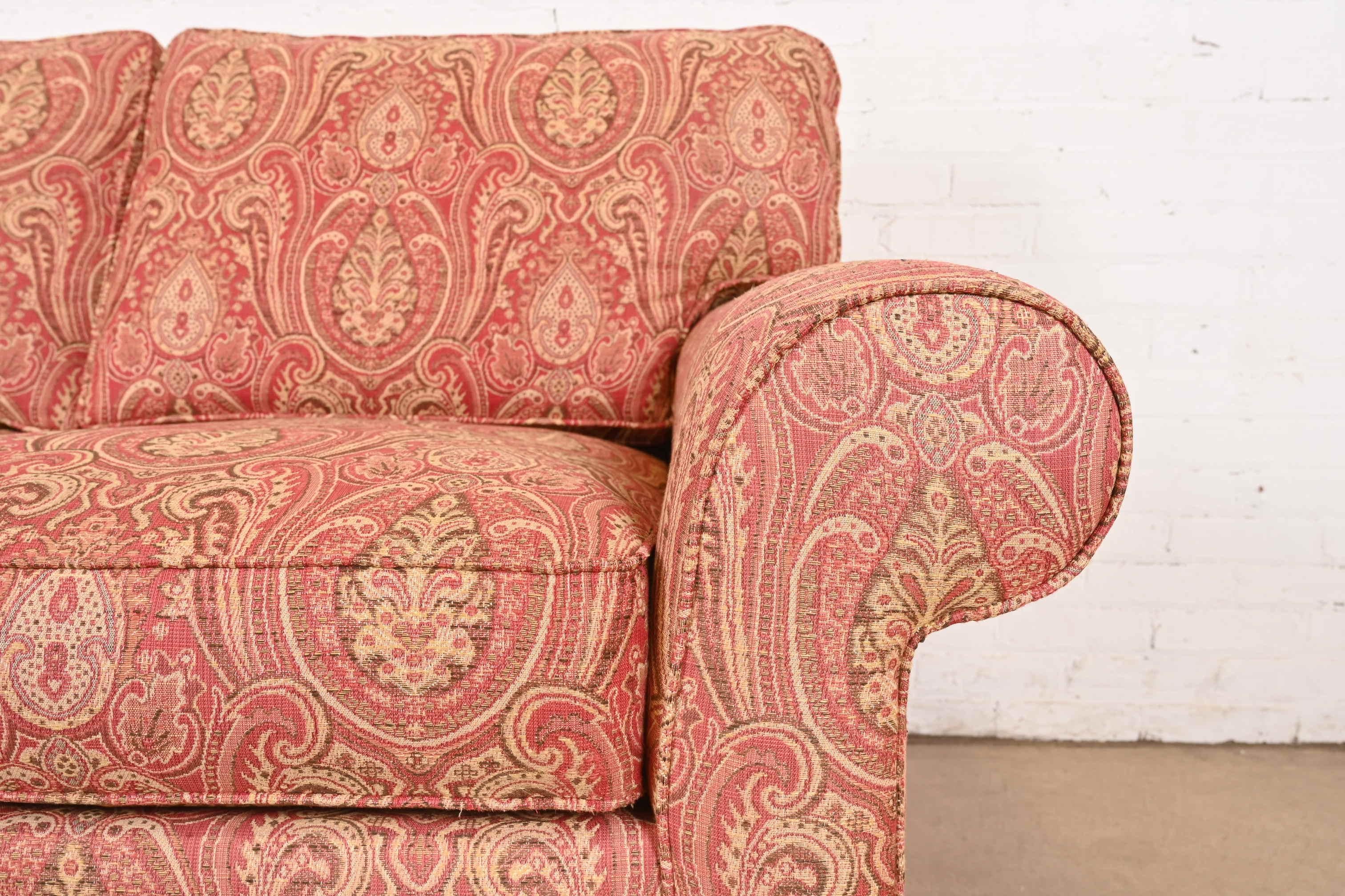 Contemporary Paisley Upholstered Loveseat For Sale 1