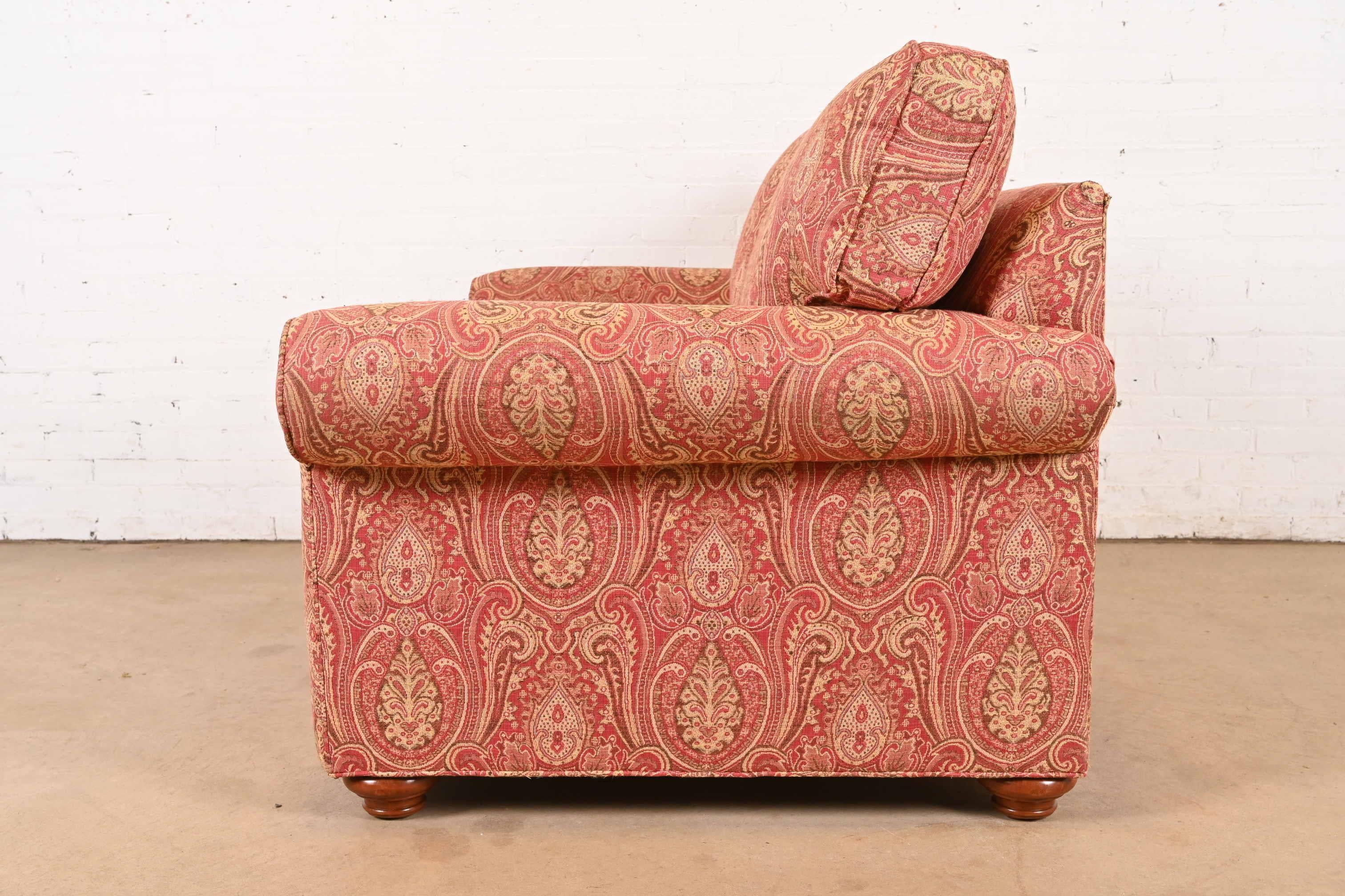Contemporary Paisley Upholstered Loveseat For Sale 3
