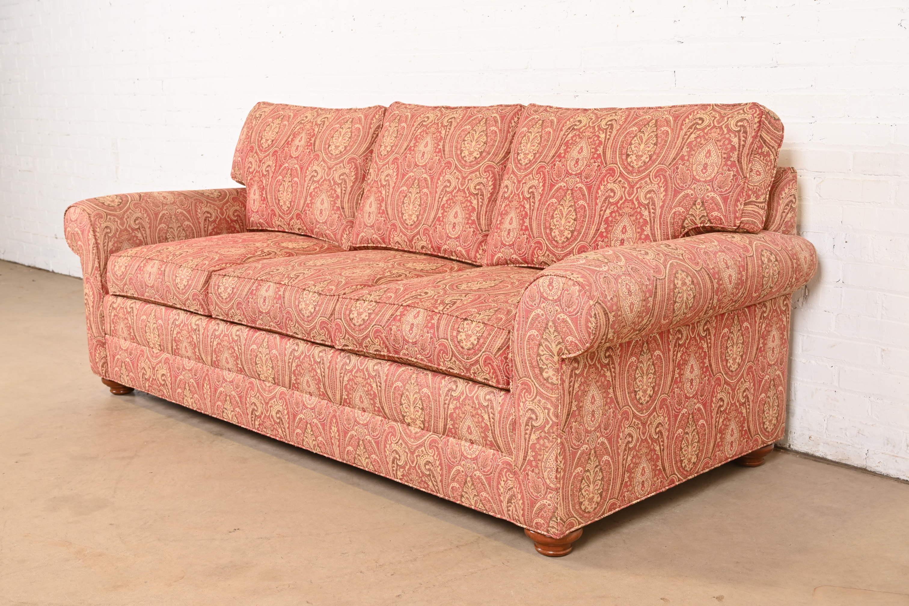 American Contemporary Paisley Upholstered Sofa For Sale