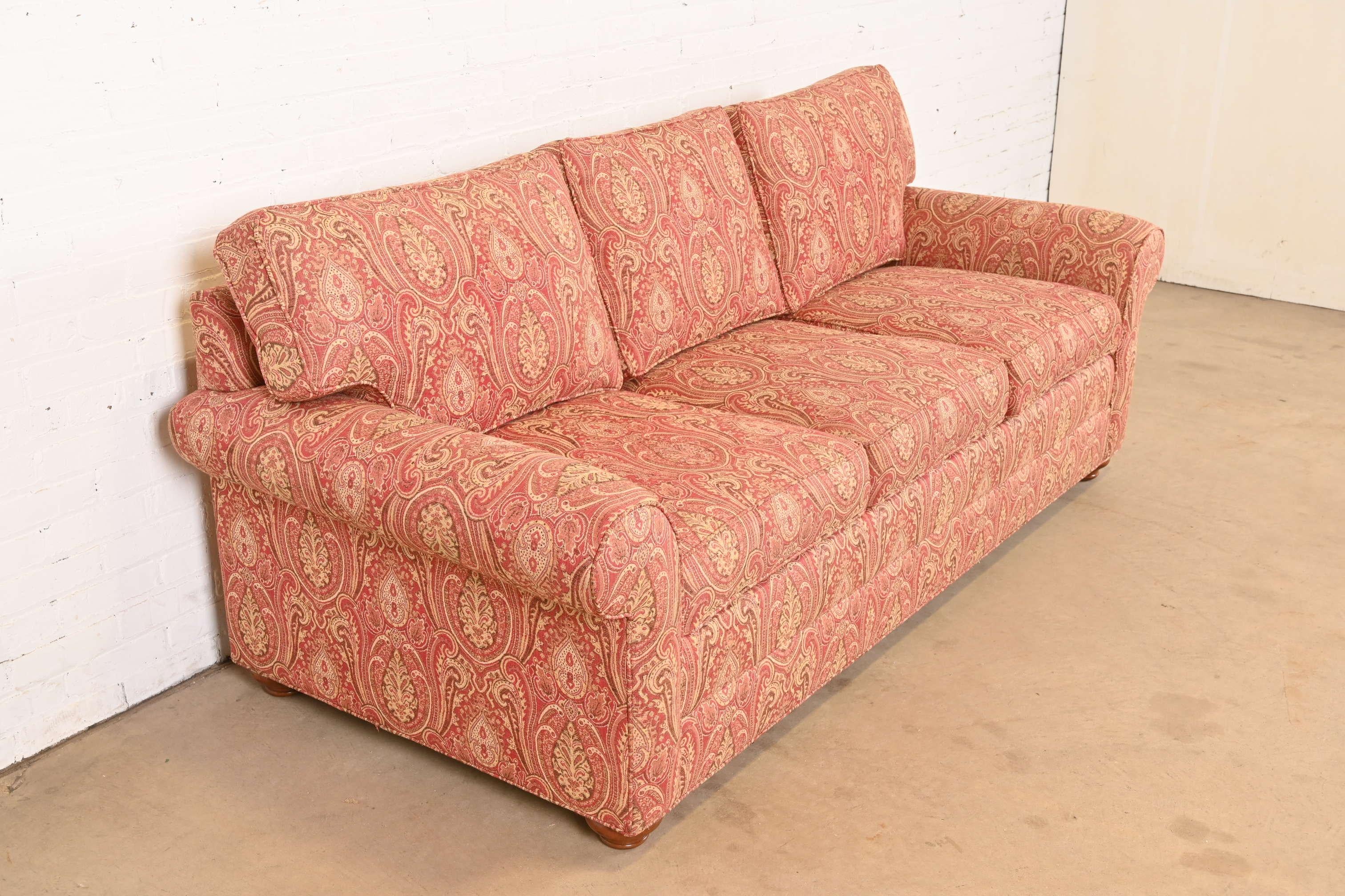 Contemporary Paisley Upholstered Sofa In Good Condition For Sale In South Bend, IN