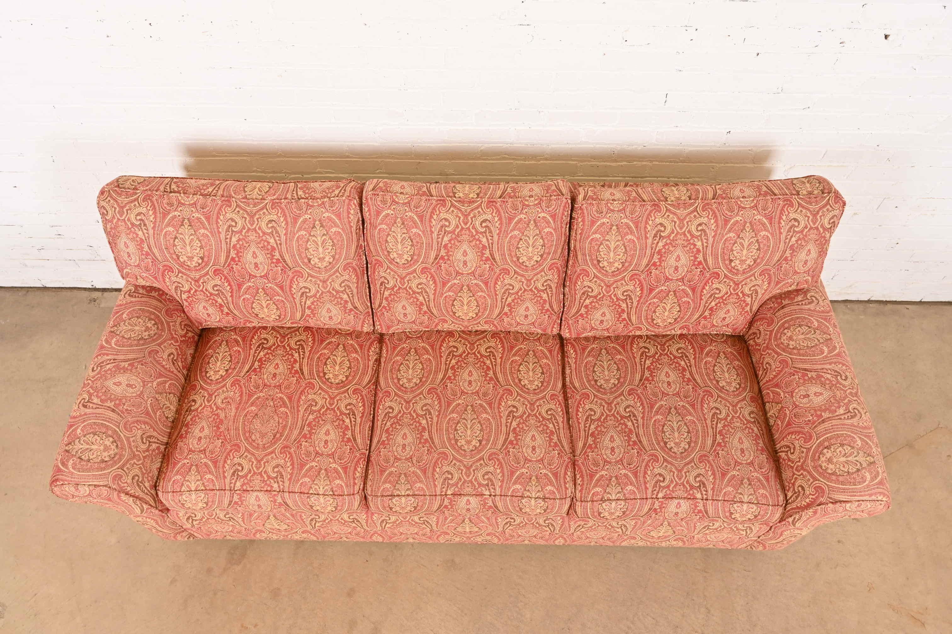 Fabric Contemporary Paisley Upholstered Sofa For Sale