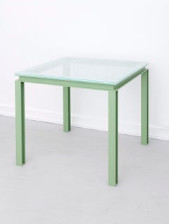 Zeitgenössischer Palazzo-Eisentisch mit Craquelé-Glasplatte von Fredrik Paulsen