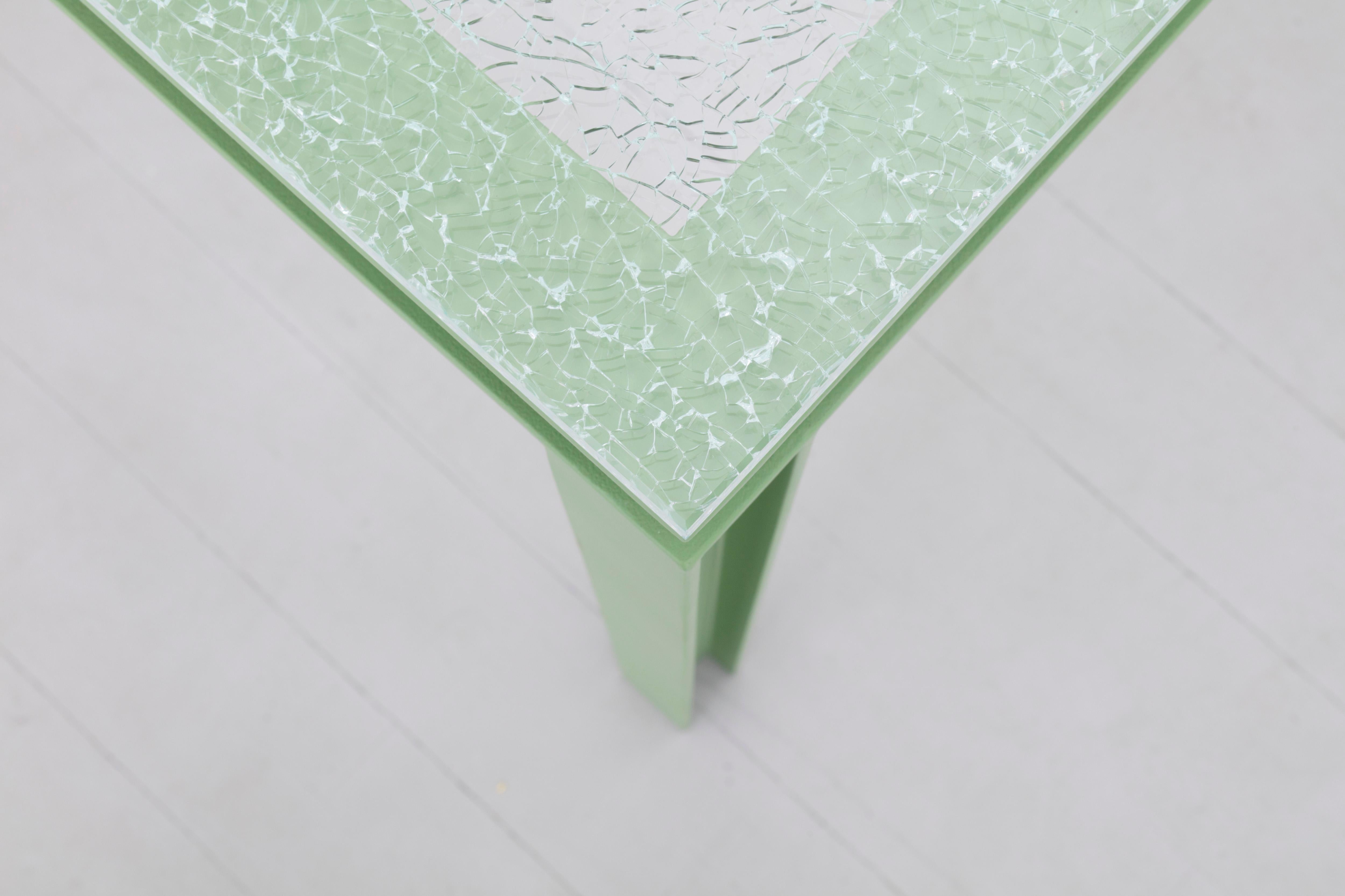 crackle glass coffee table